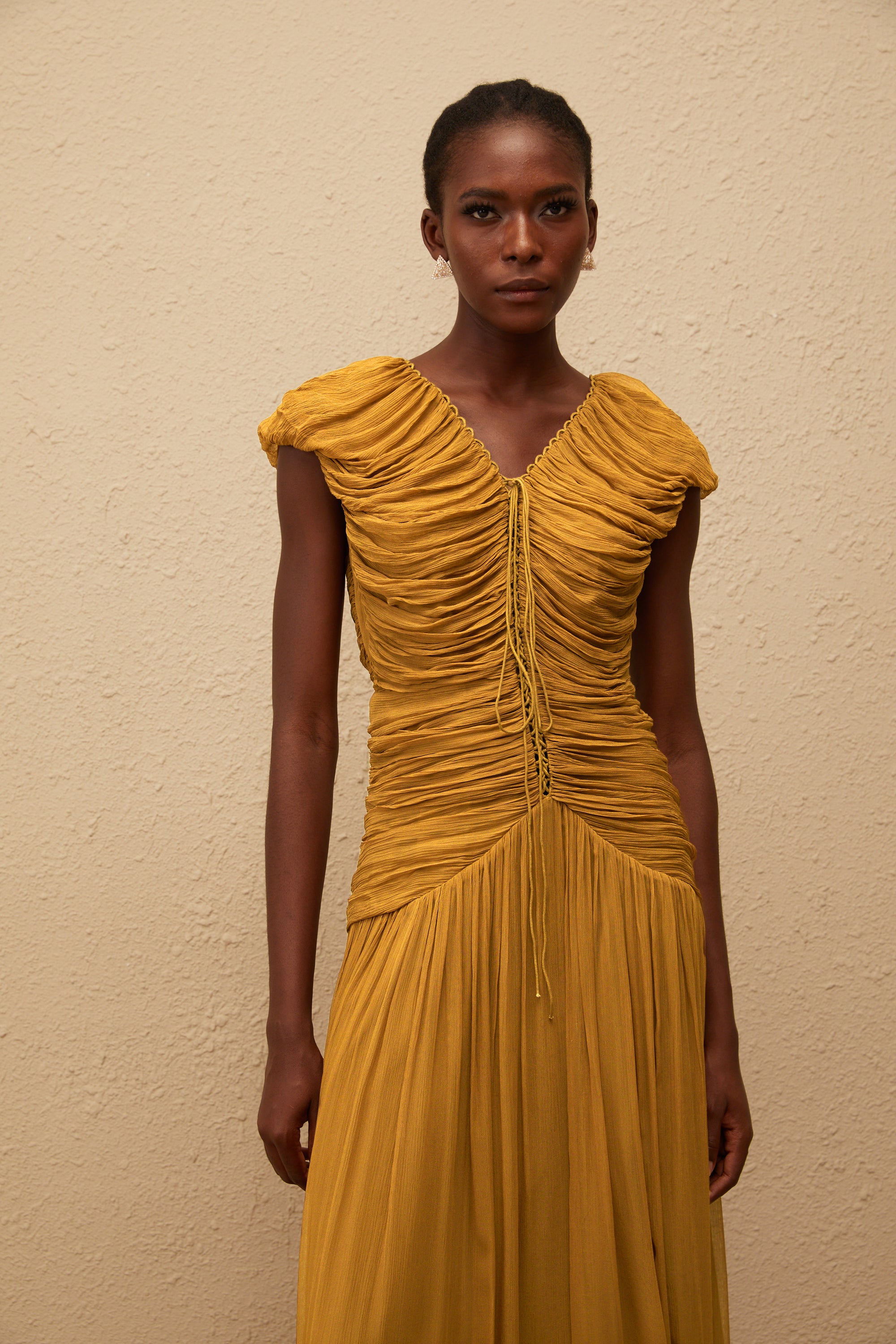 Vérane Ginger Ruched Chiffon Maxi Dress