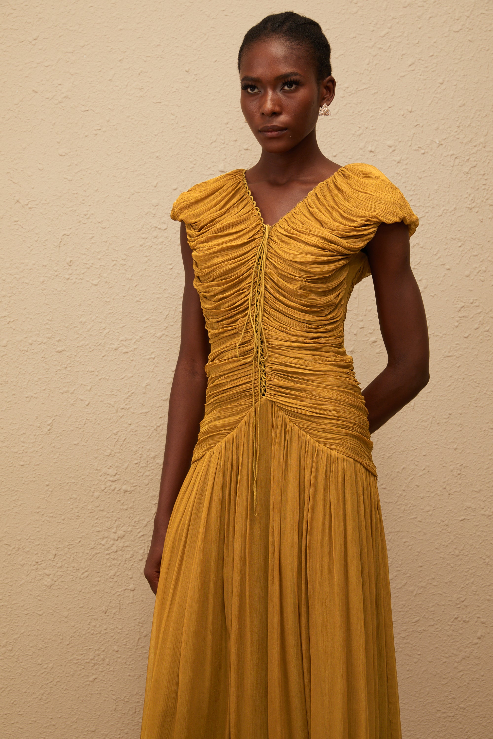 Vérane Ginger Ruched Chiffon Maxi Dress