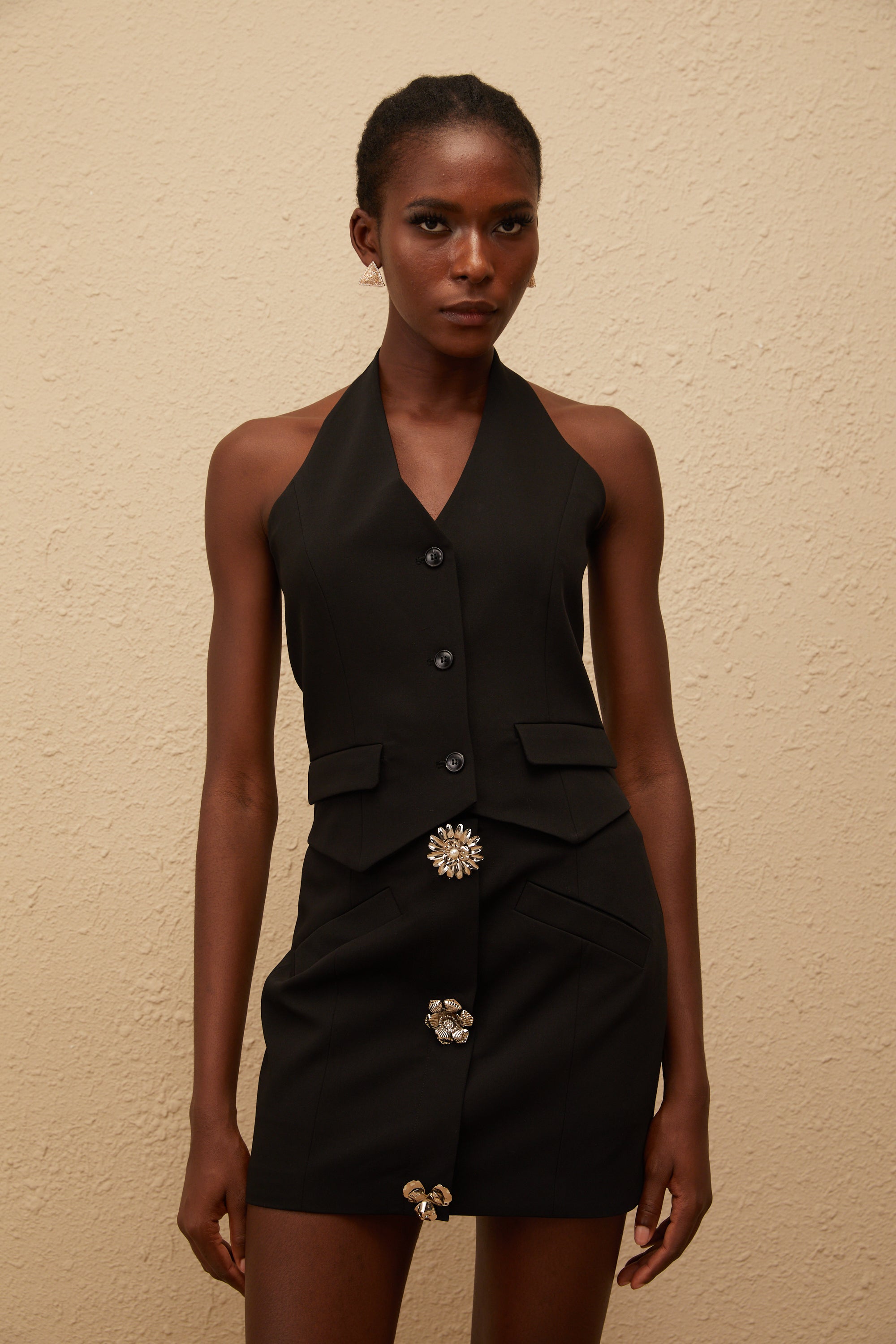 Marina Schwarze Neckholder-Weste