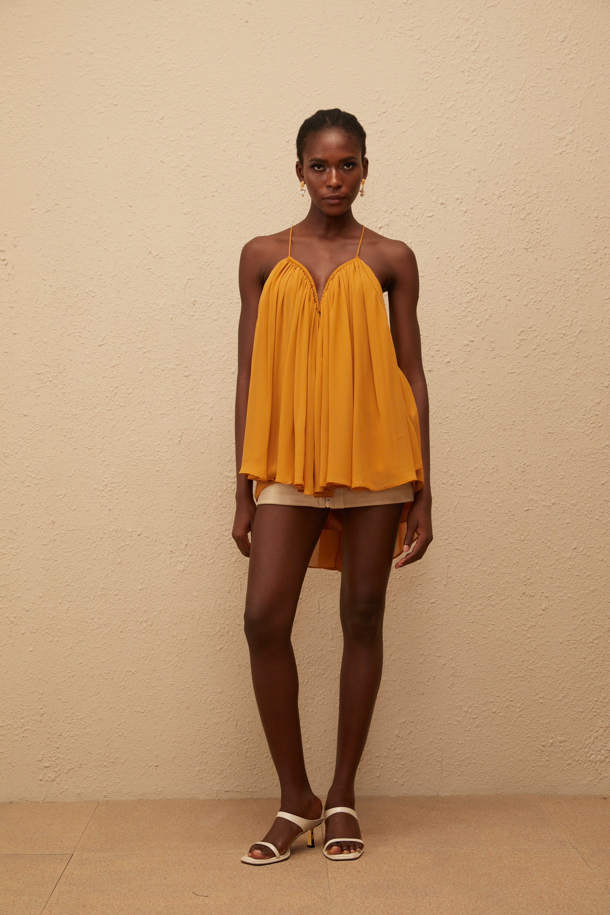 Nemesis Ginger Pleated Chiffon Top