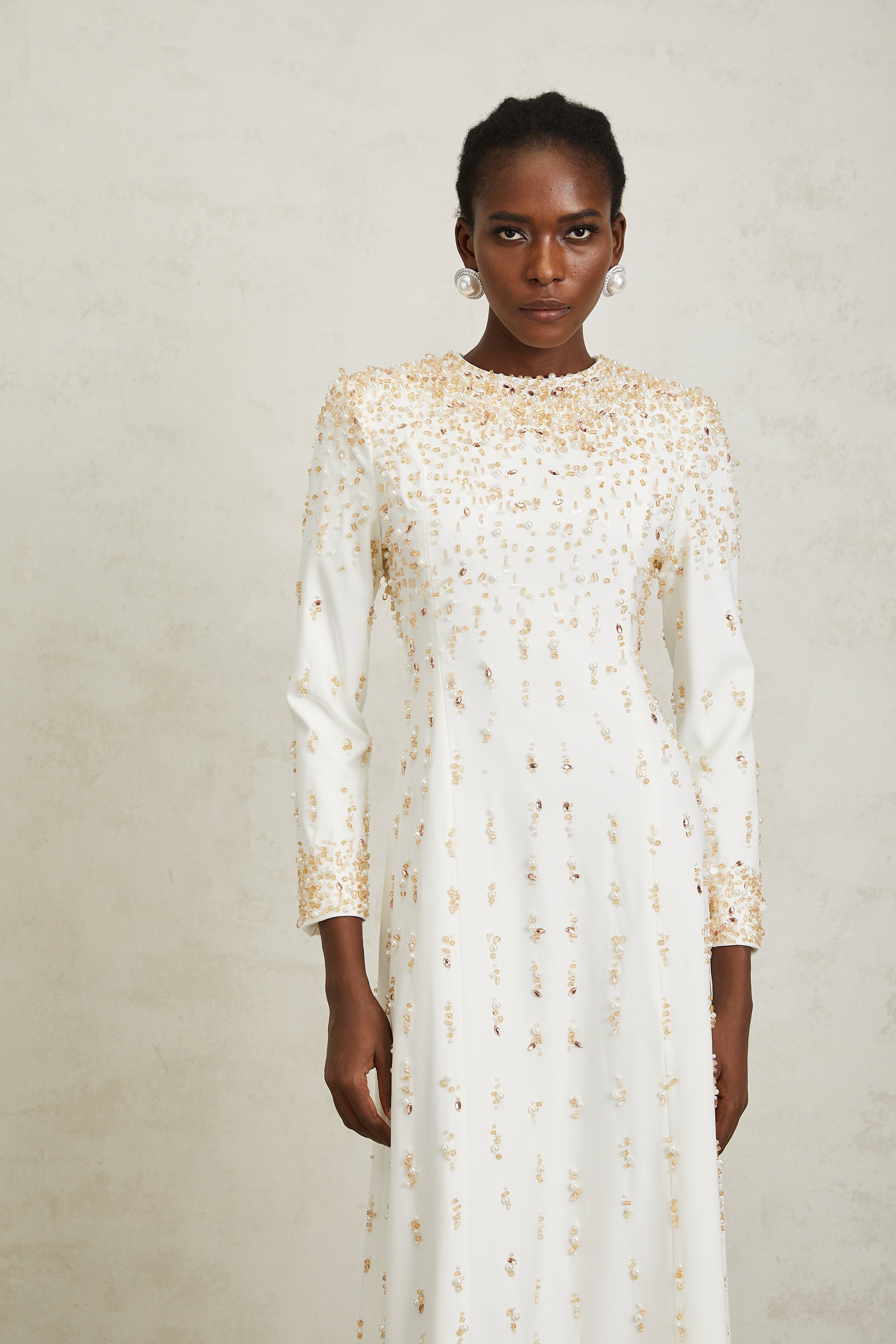 Margarita White Embellished Maxi Dress