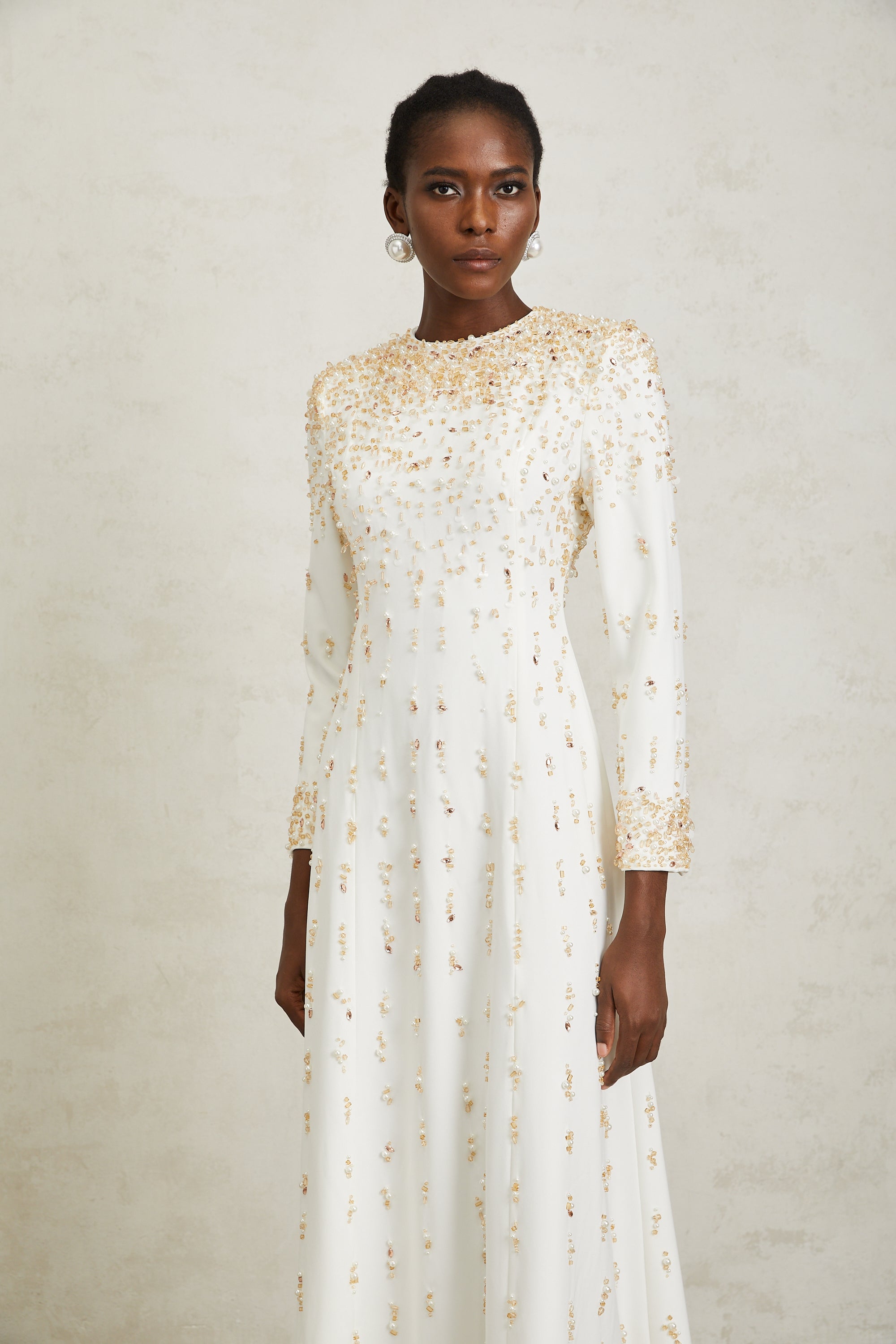 Margarita White Embellished Maxi Dress