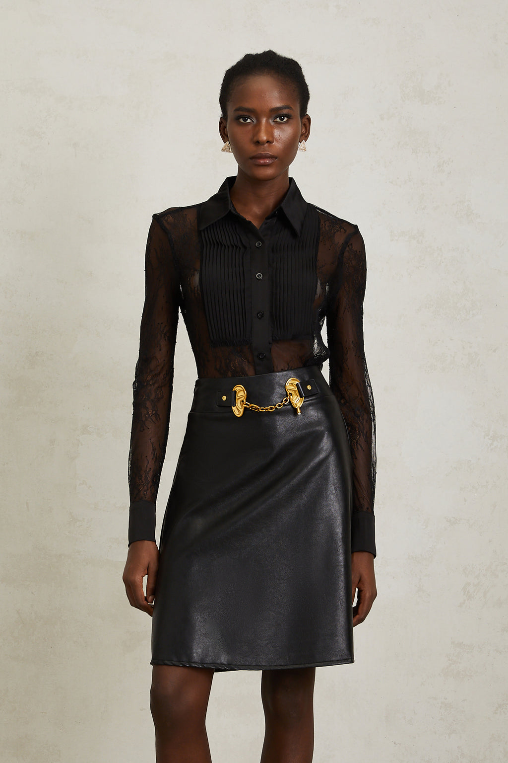 Eugénie Black Floral Lace Shirt