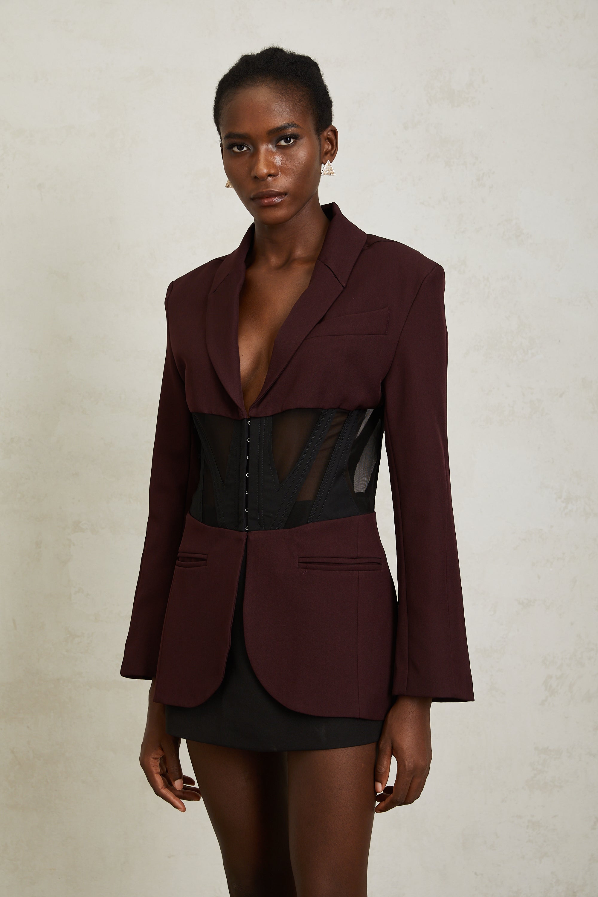 سترة نومي بورجوندي كورسيه بألواح