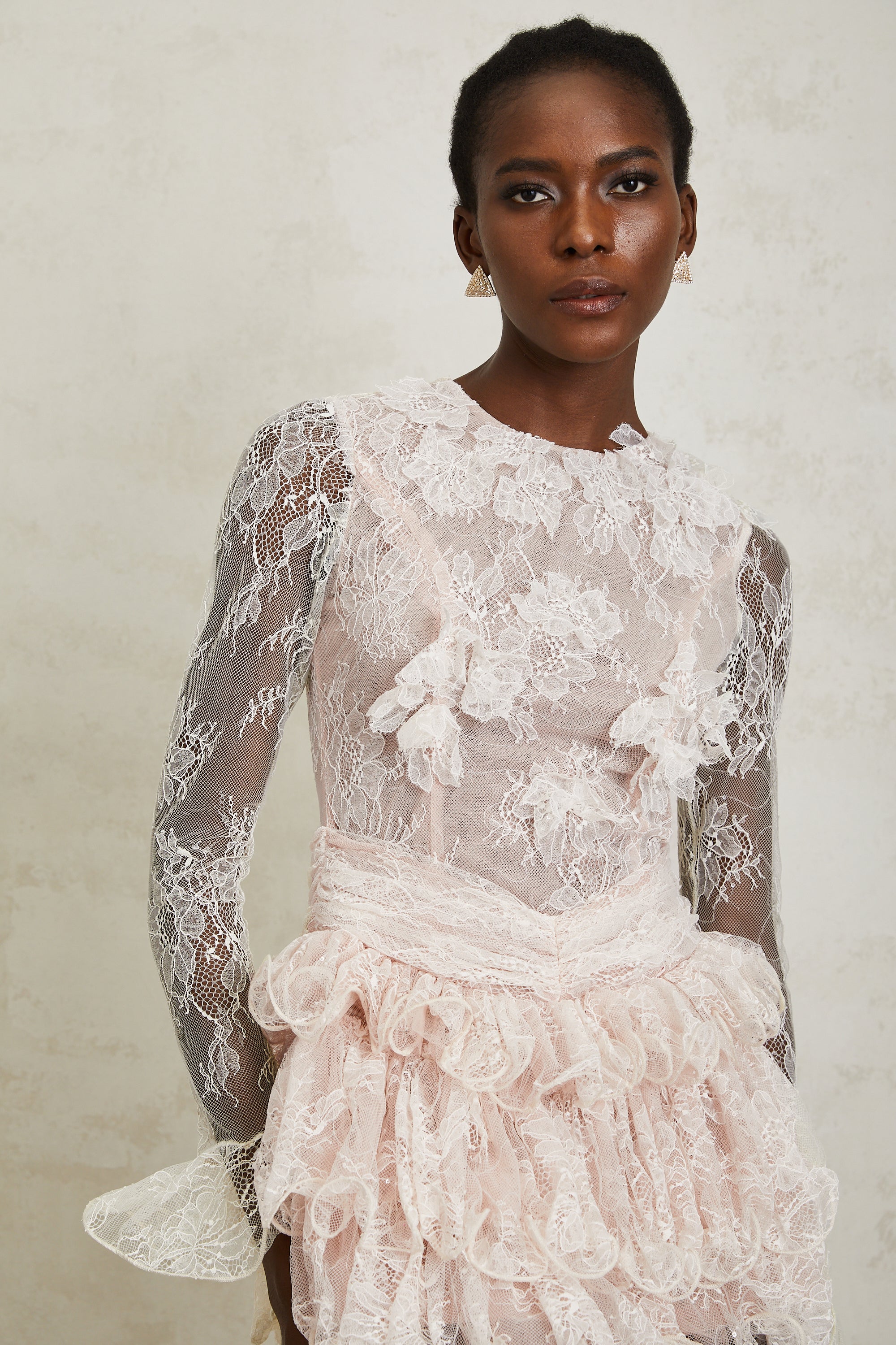 Baptistine White Floral Lace Tiered Mini Dress (Final Sale)