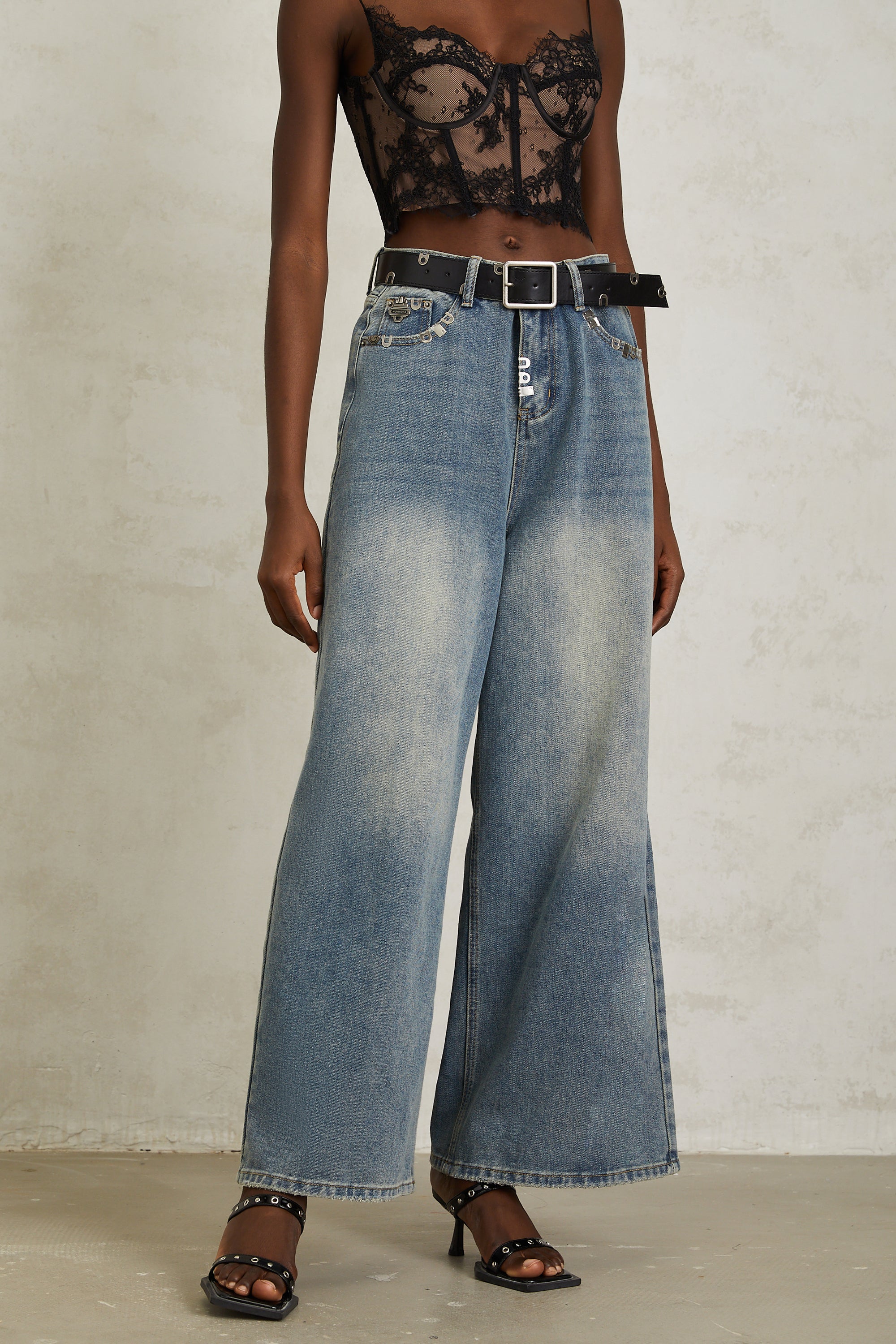 Mila Blue Paillette Embellished Denim Jeans