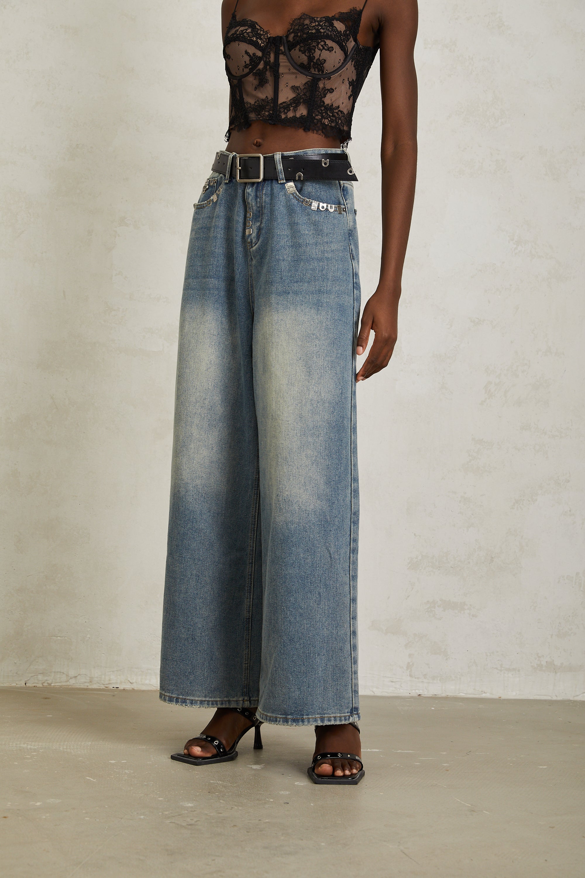 Mila Blue Paillette Embellished Denim Jeans