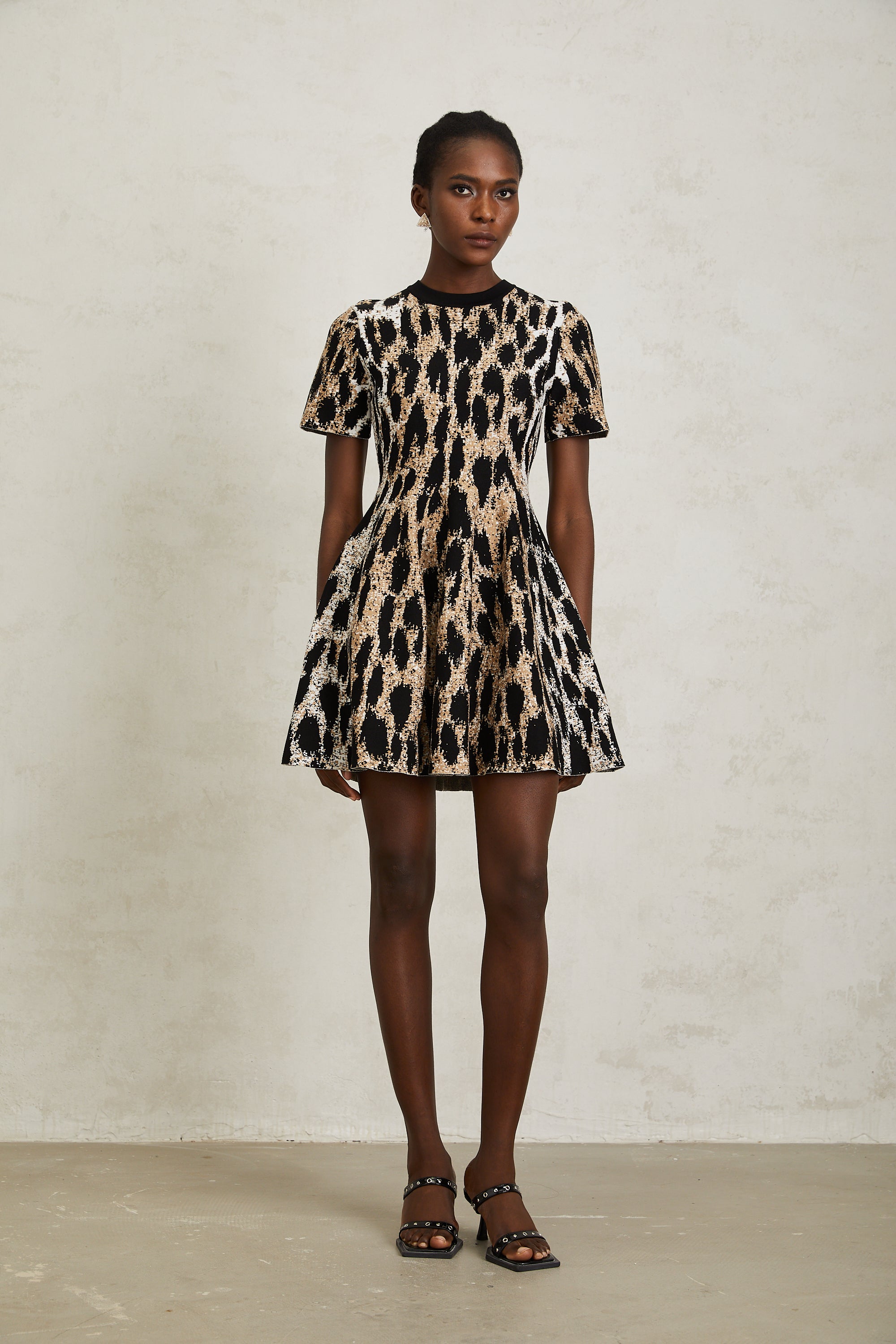 Lucie Brown Leopard Knit Mini Dress