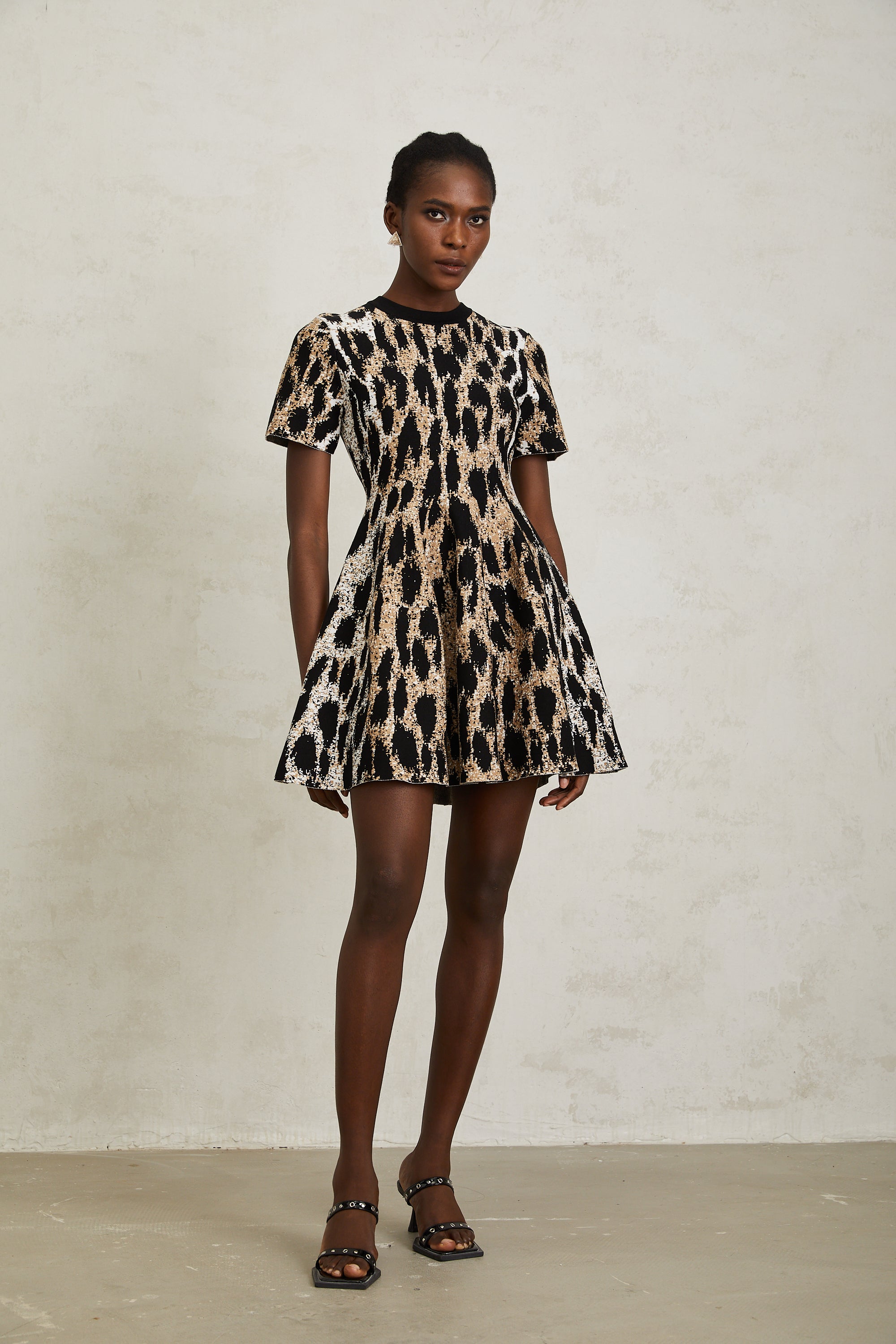 Lucie Brown Leopard Knit Mini Dress