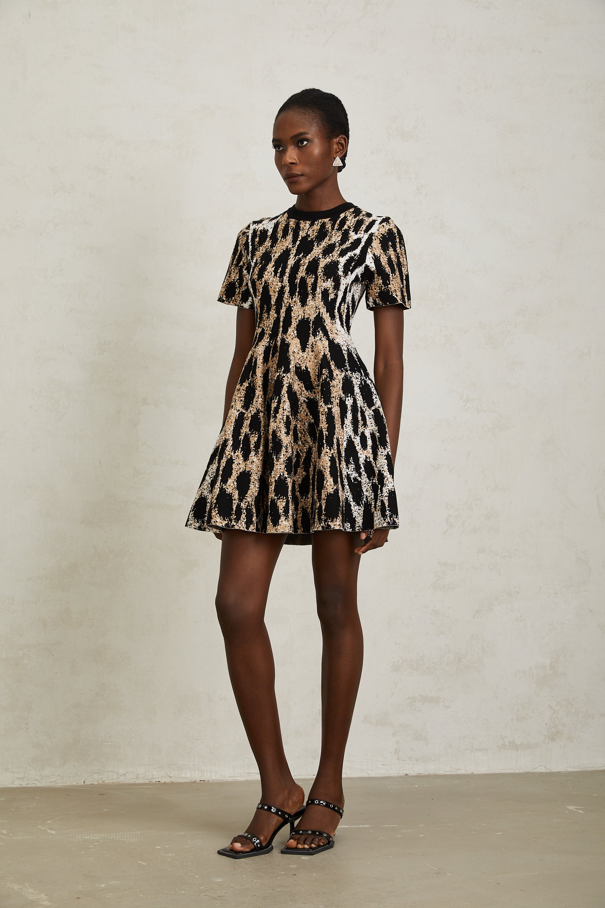 Lucie Brown Leopard Knit Mini Dress