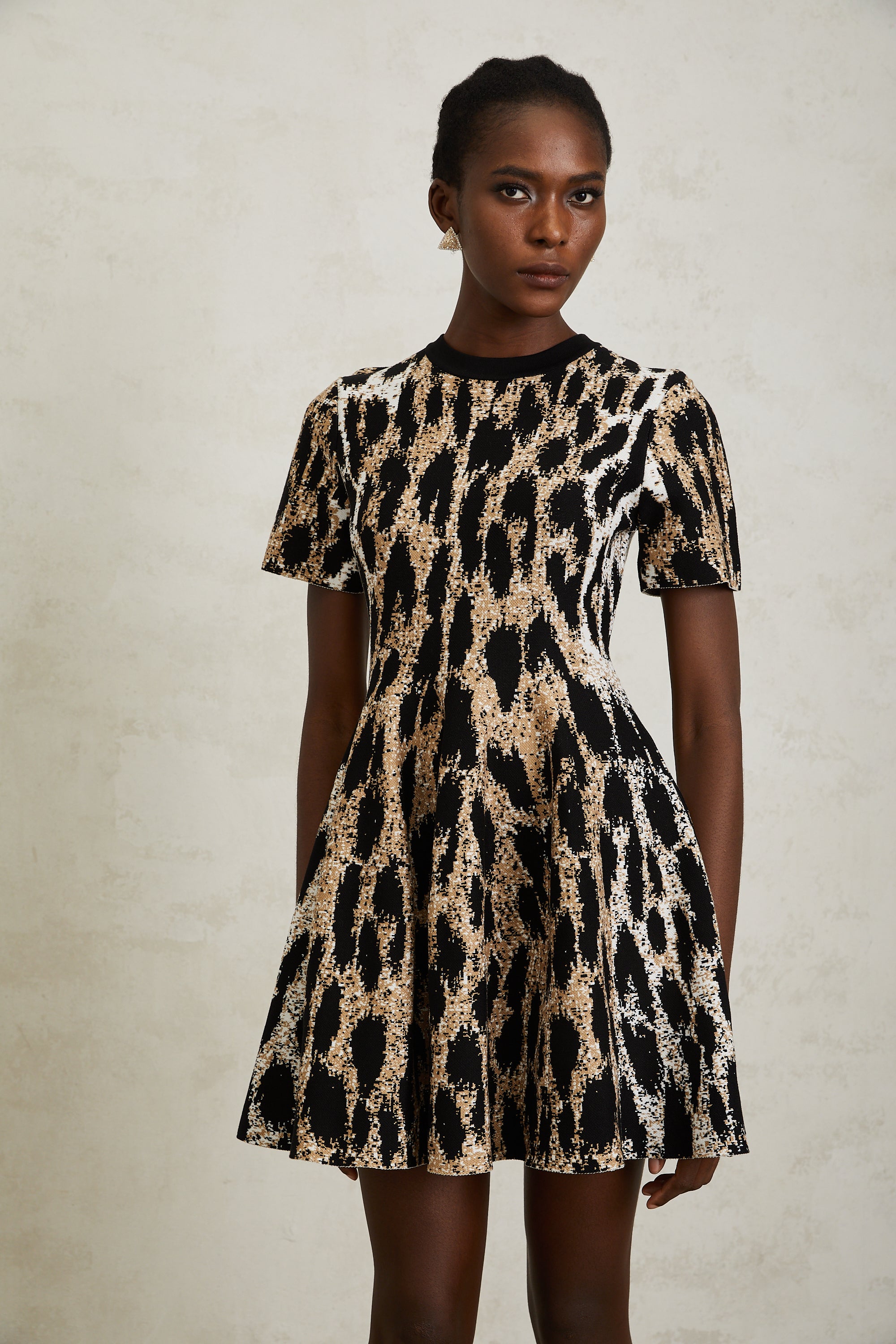 Lucie Brown Leopard Knit Mini Dress