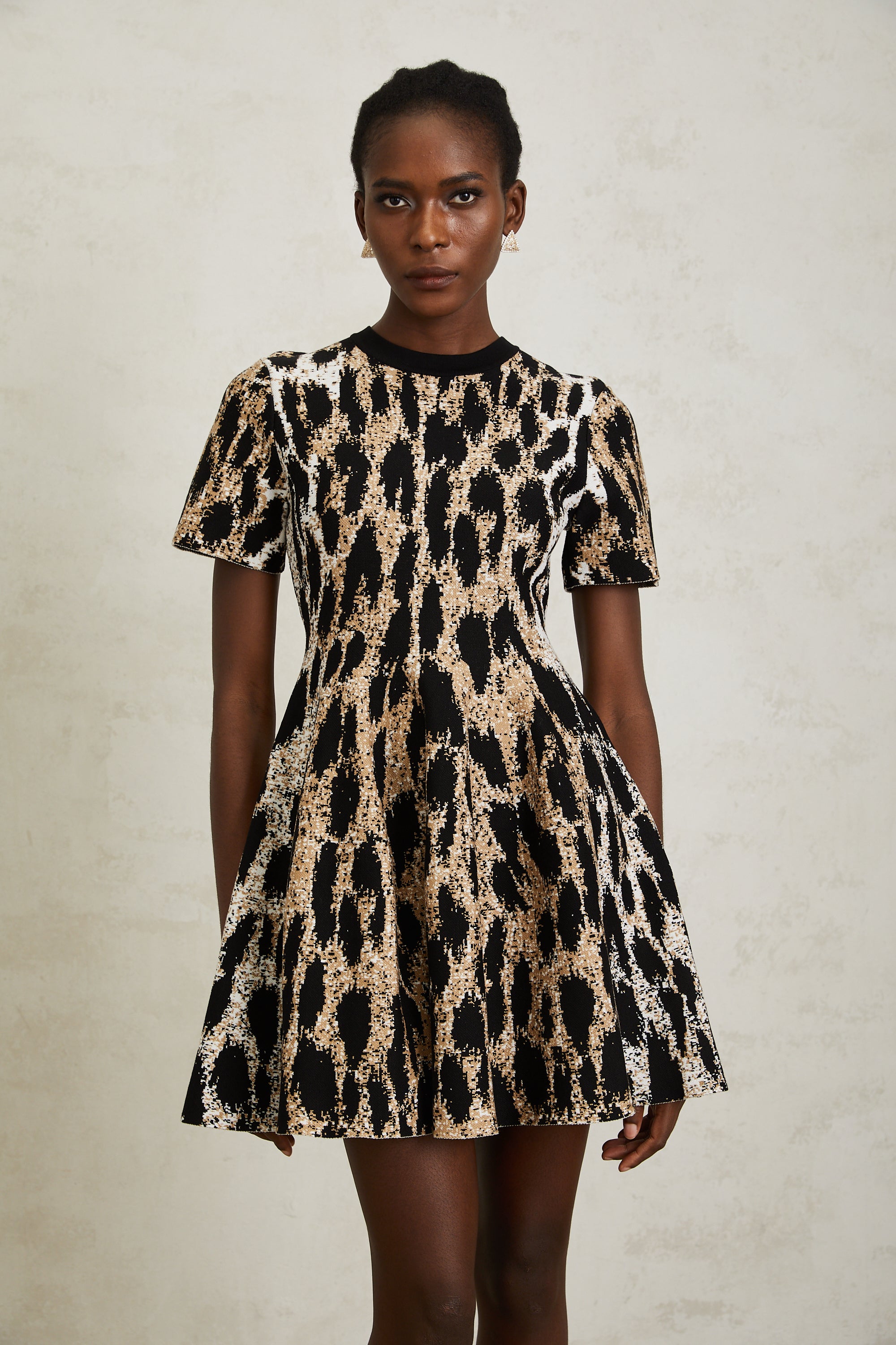 Lucie Brown Leopard Knit Mini Dress