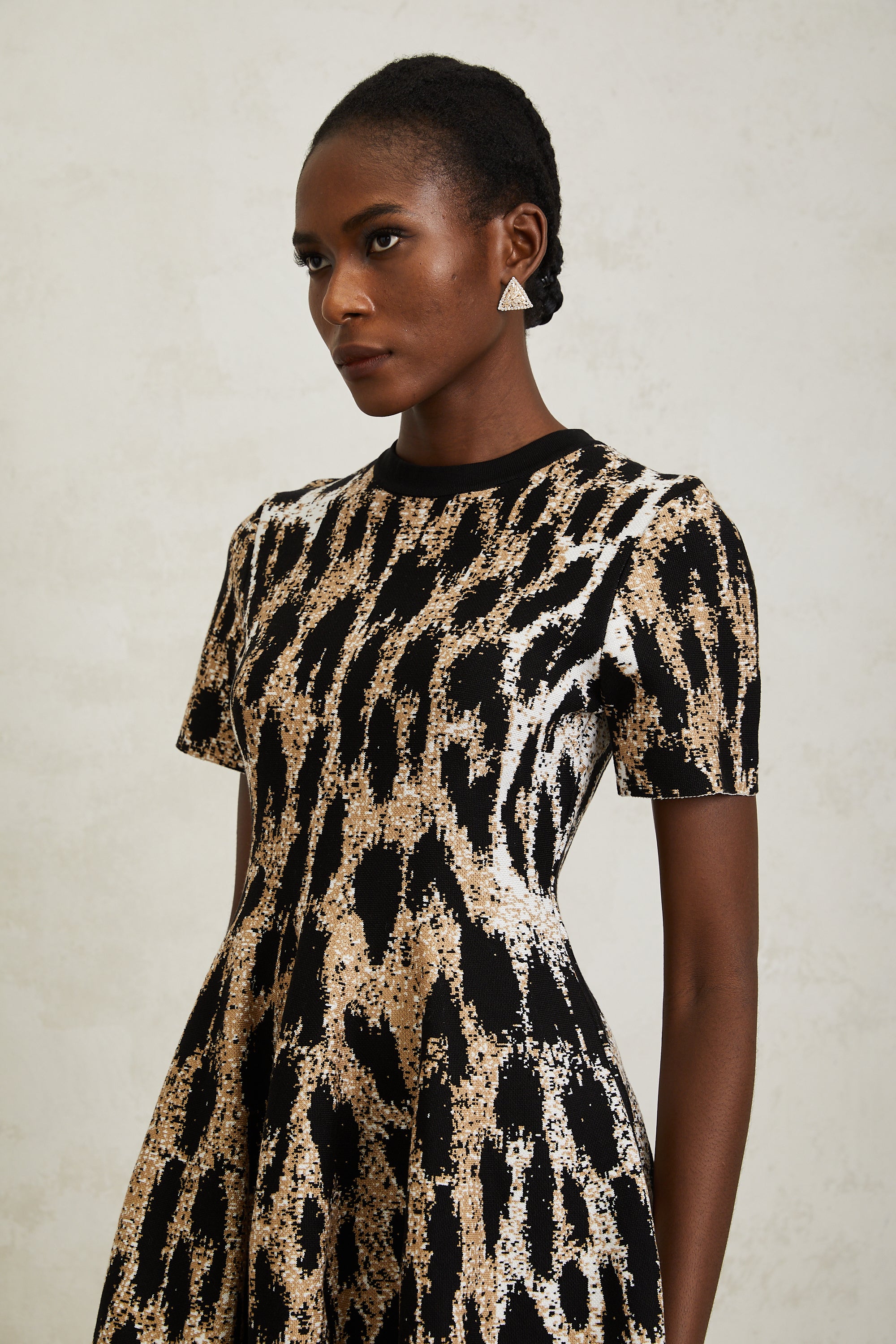 Lucie Brown Leopard Knit Mini Dress