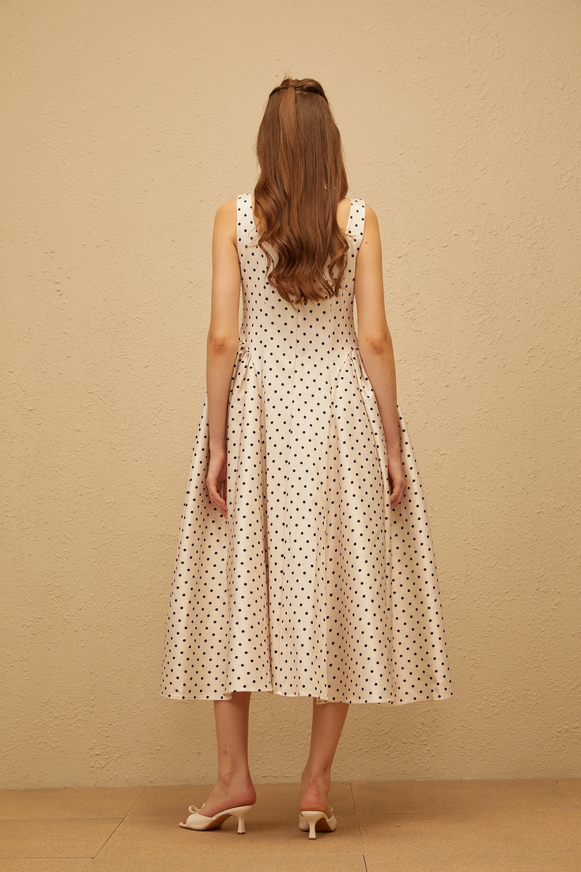 Geneviève White Polka Dot Midi Dress