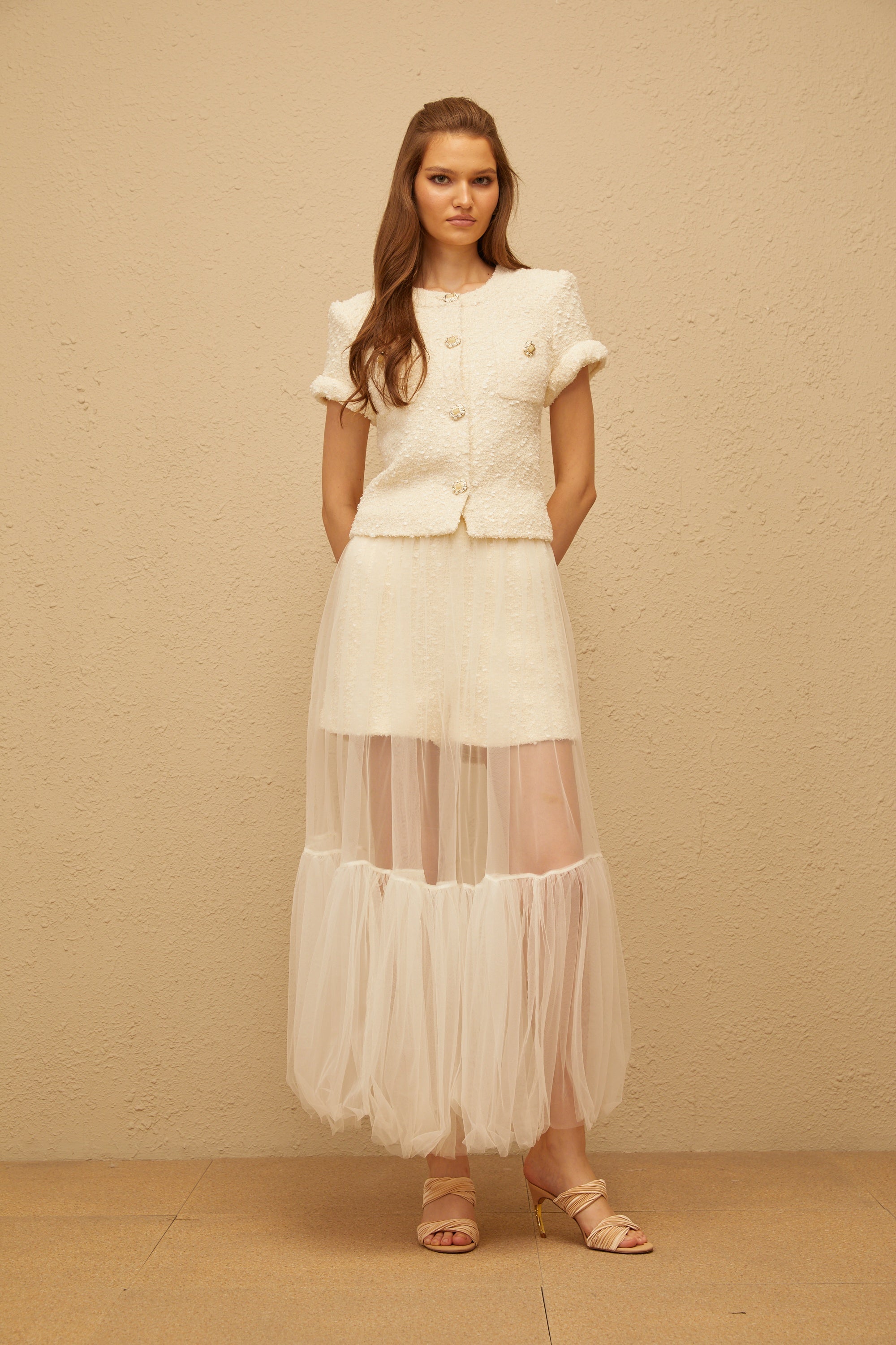 Raphaëlle Cream White Tweed Matching Set