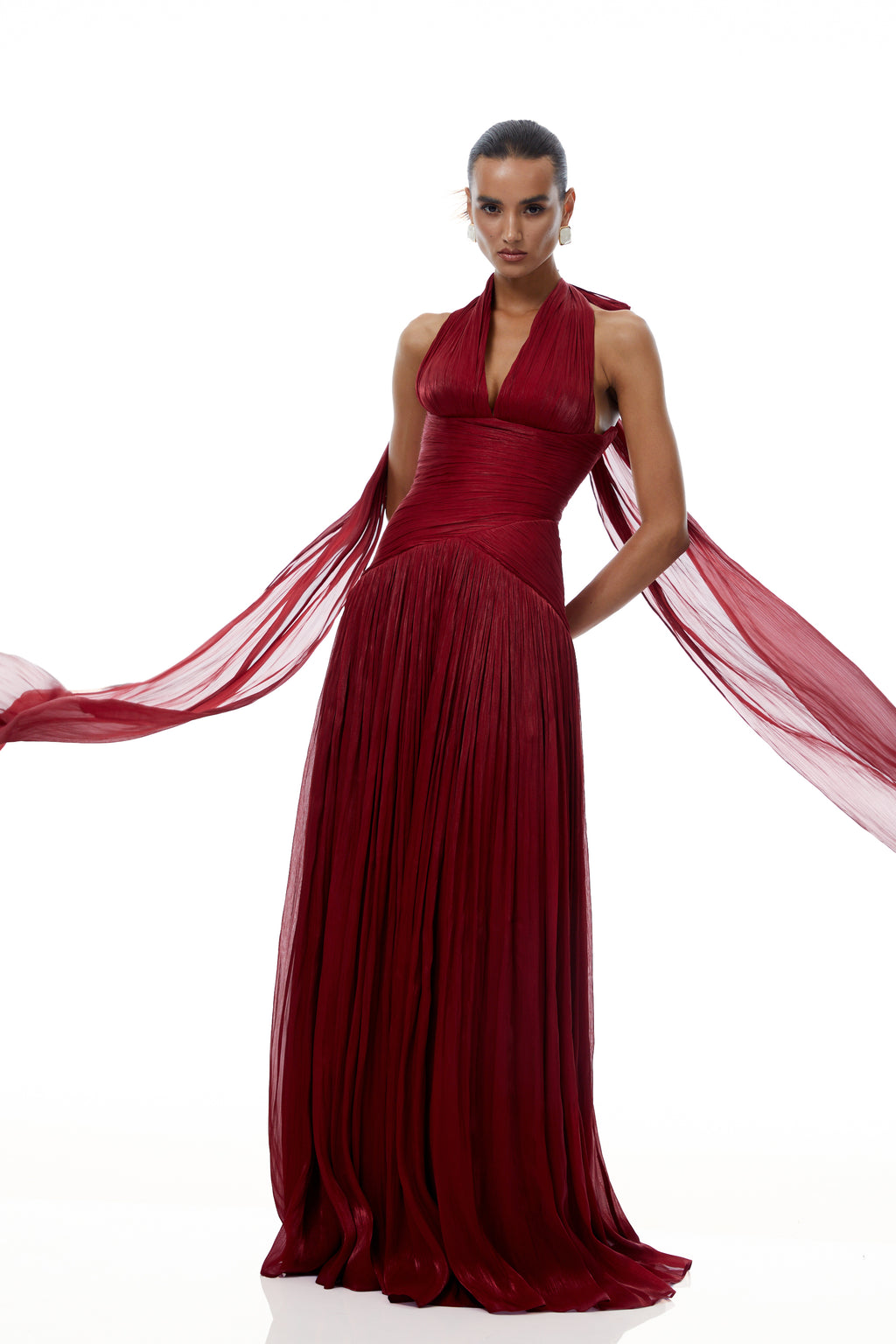 Uranie Red Gathered Maxi Dress