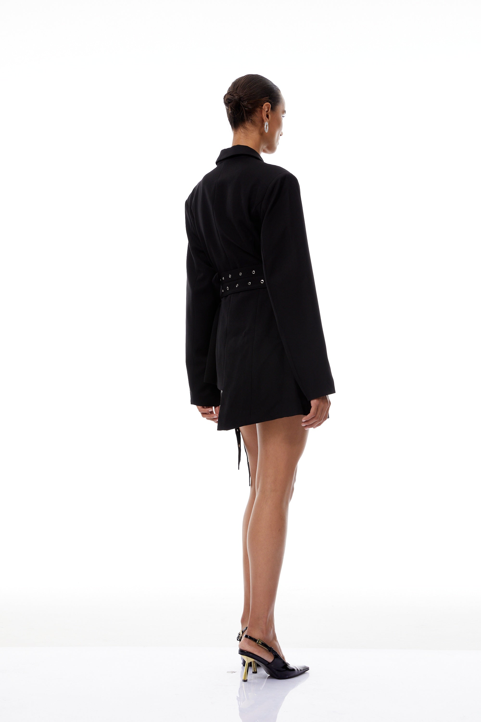 Orsolya Black Belted Asymmetrical Blazer
