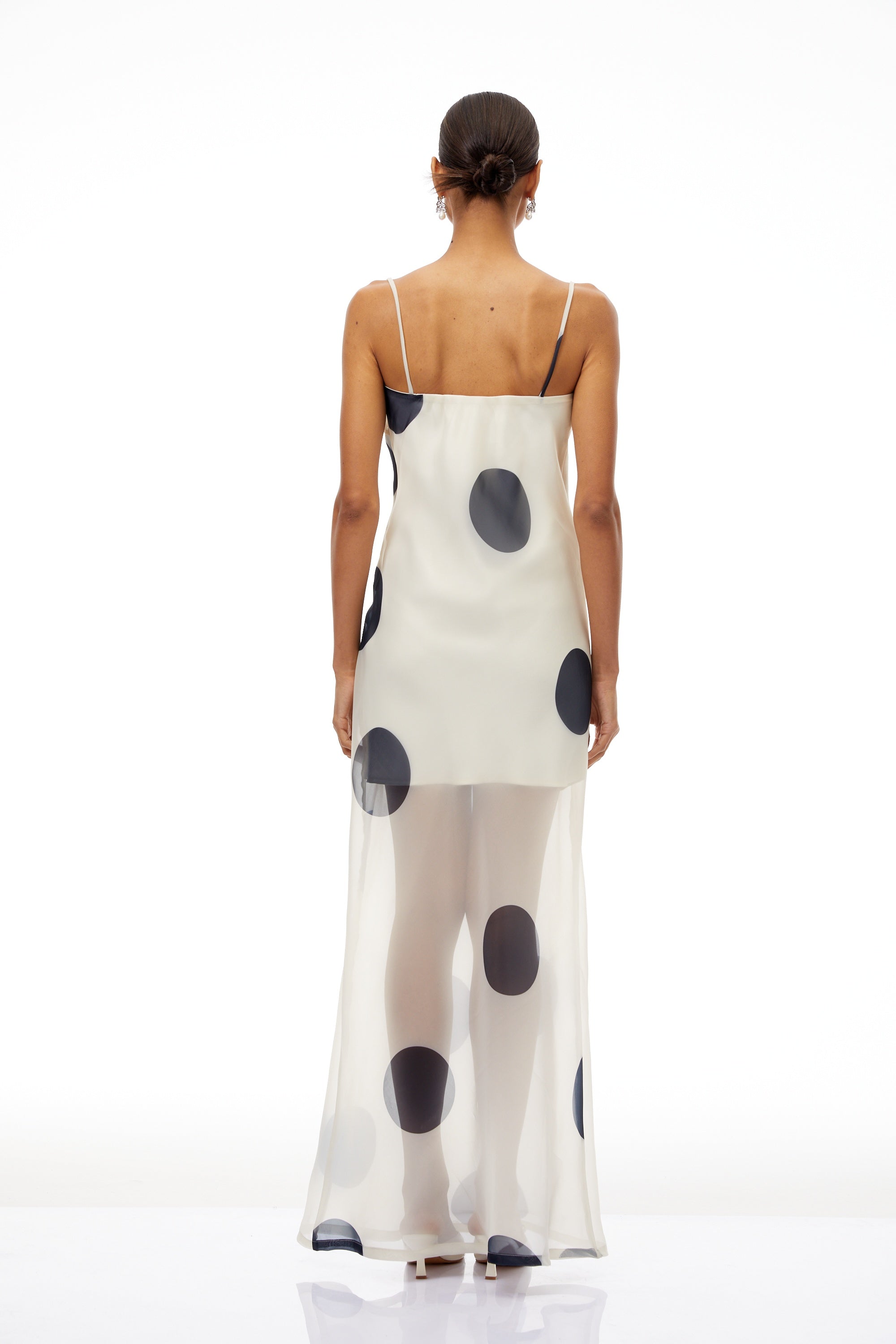 Josiane White Polka Dot Organza Maxi Dress