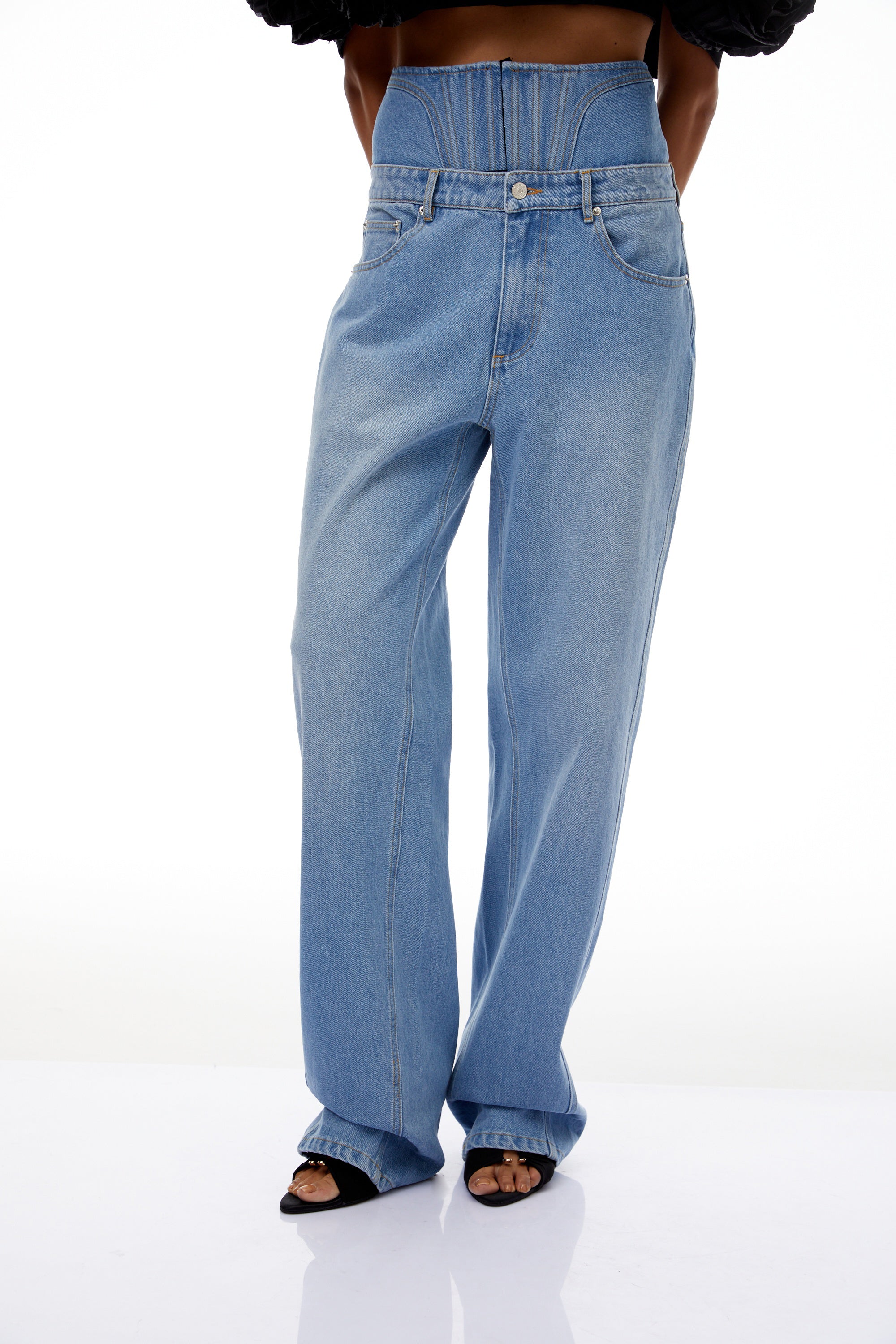 Cosmina Light Blue Corset Panel Denim Jeans