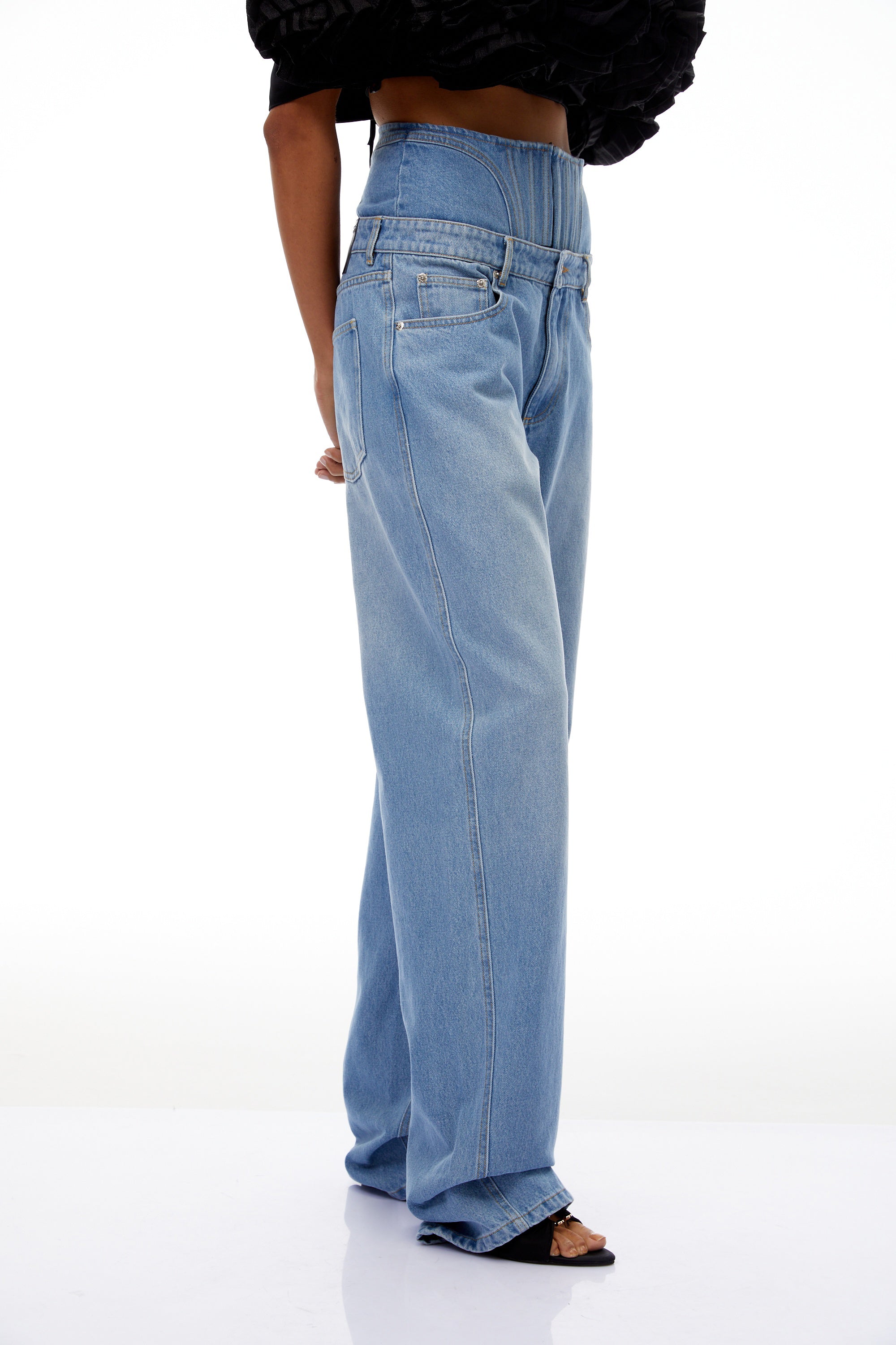 Cosmina Light Blue Corset Panel Denim Jeans