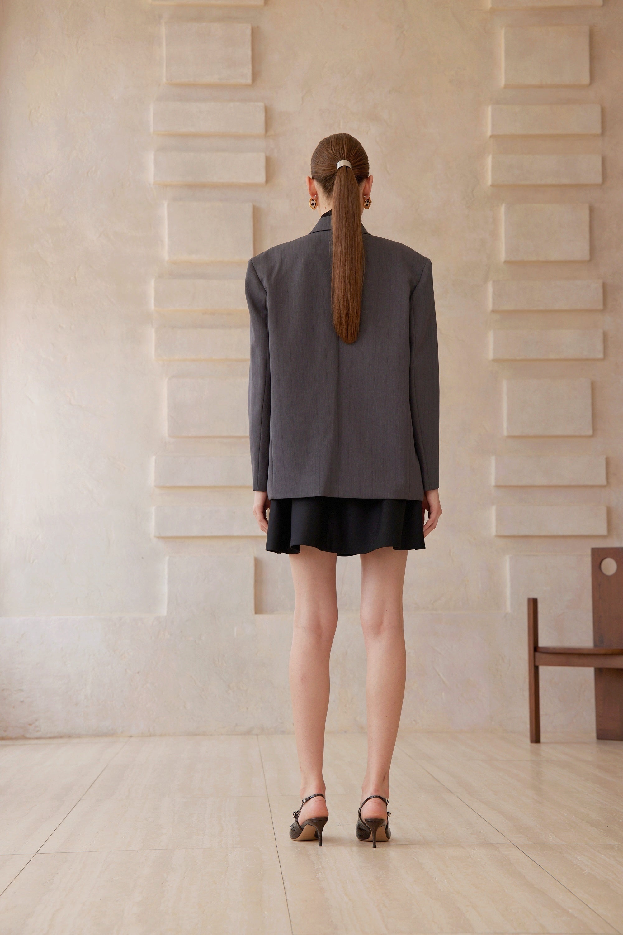 Eléonore Grey Double-Breasted Oversize Blazer