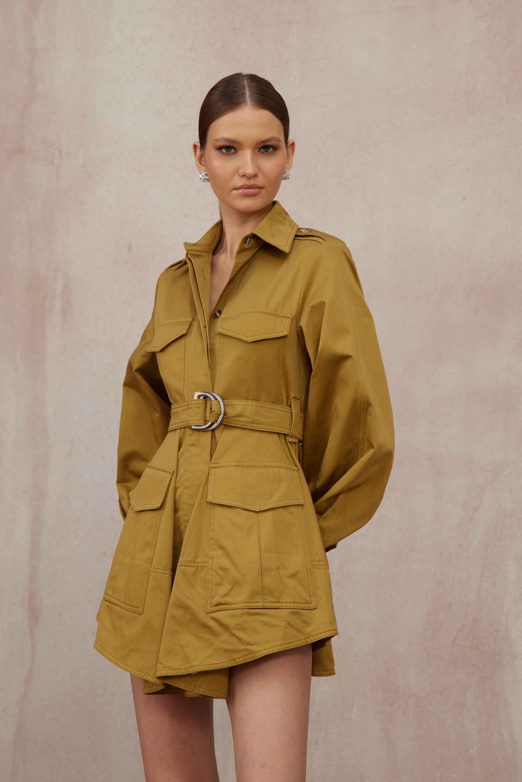 Madeline Ginger Belted Cargo Mini Dress