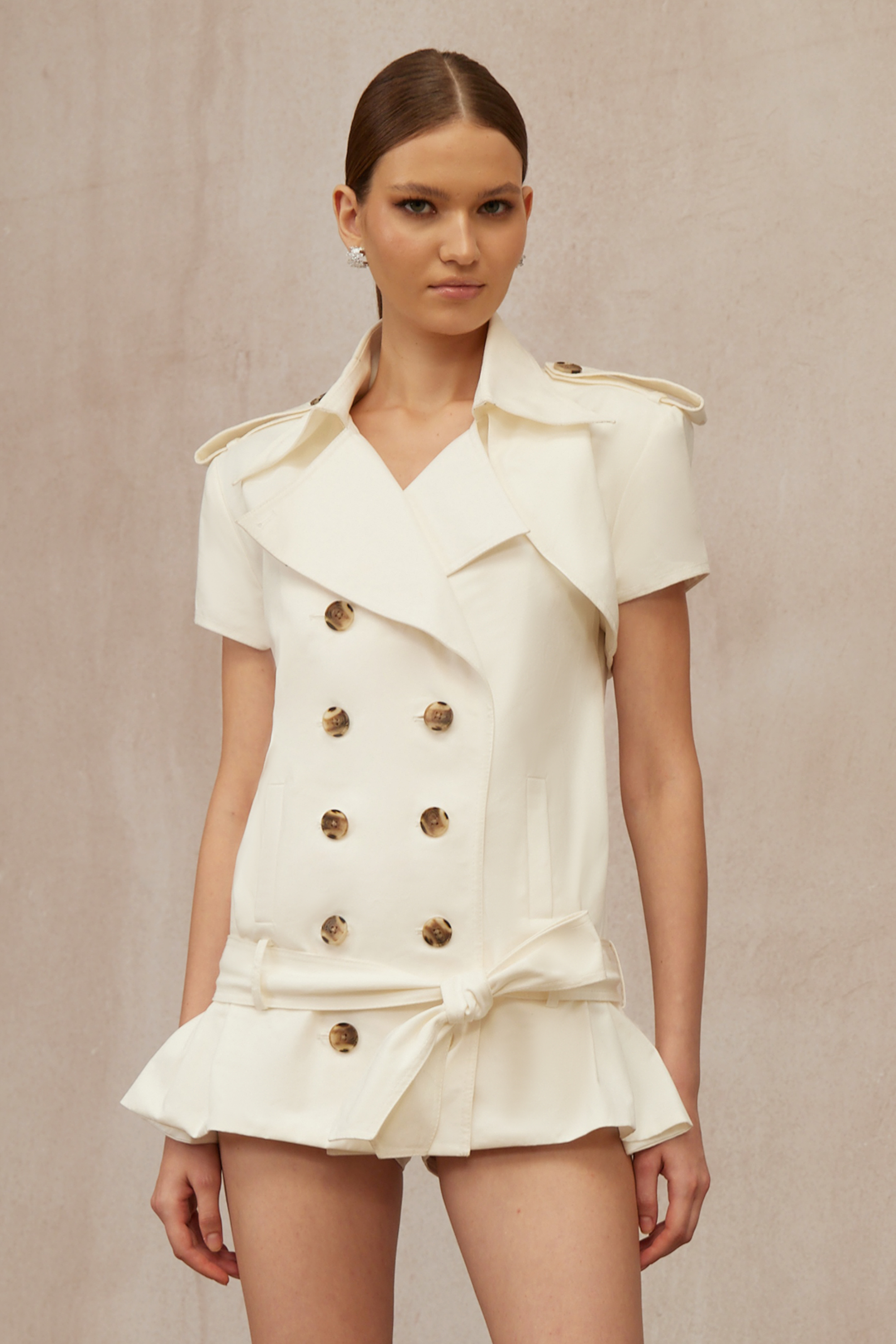 Josette White Double Breasted Trench Coat