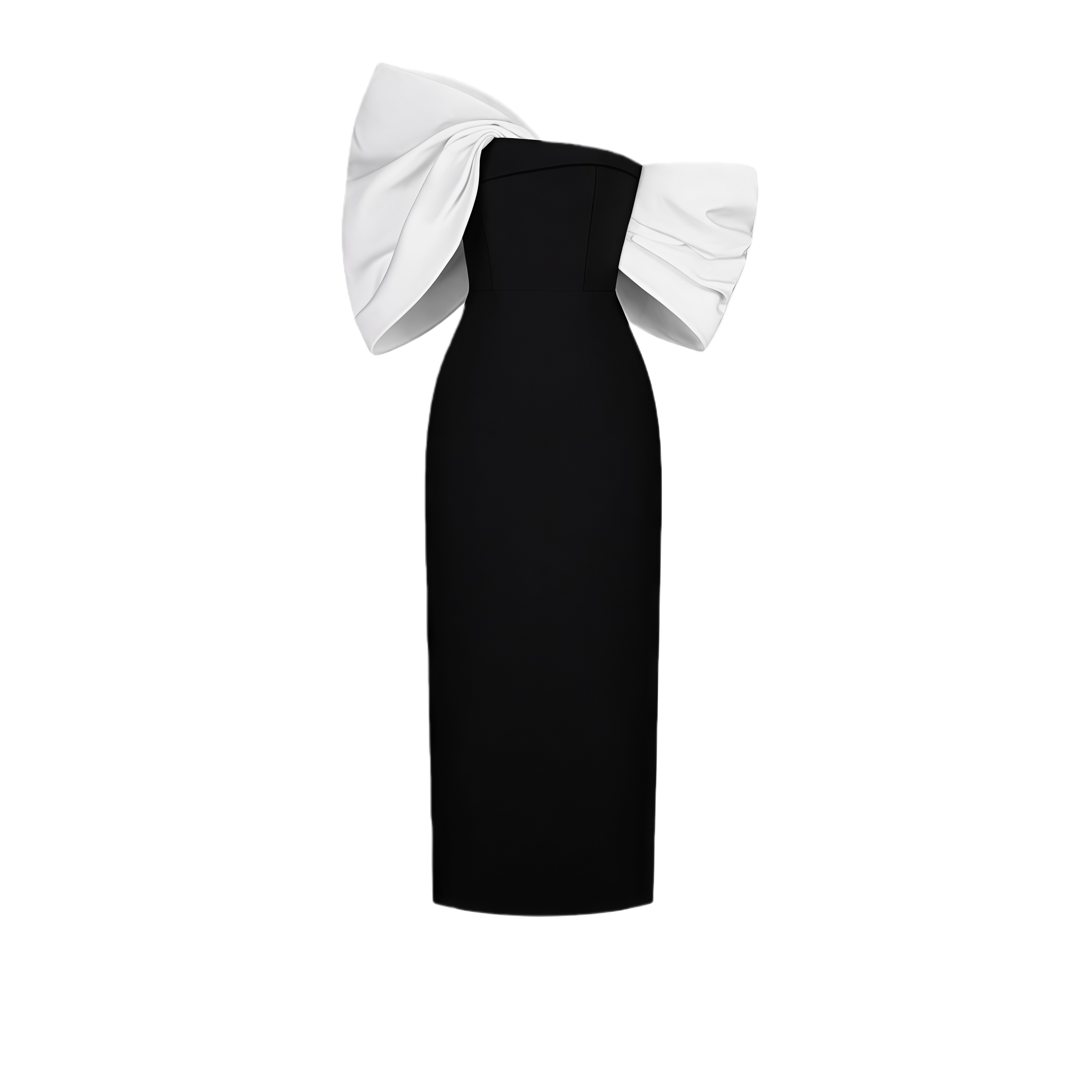 Leire Black Midi Dress with Asymmetrical Bow Detail