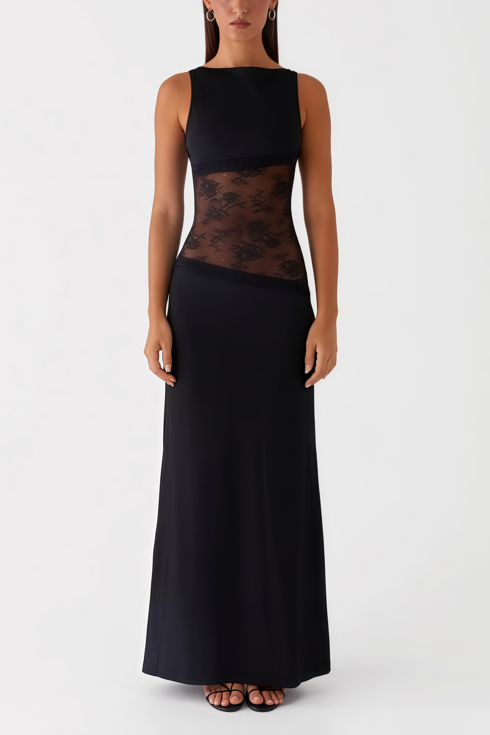 فستان إليسا براون غير المتماثل مع ثنيات من الساتان (下周上)