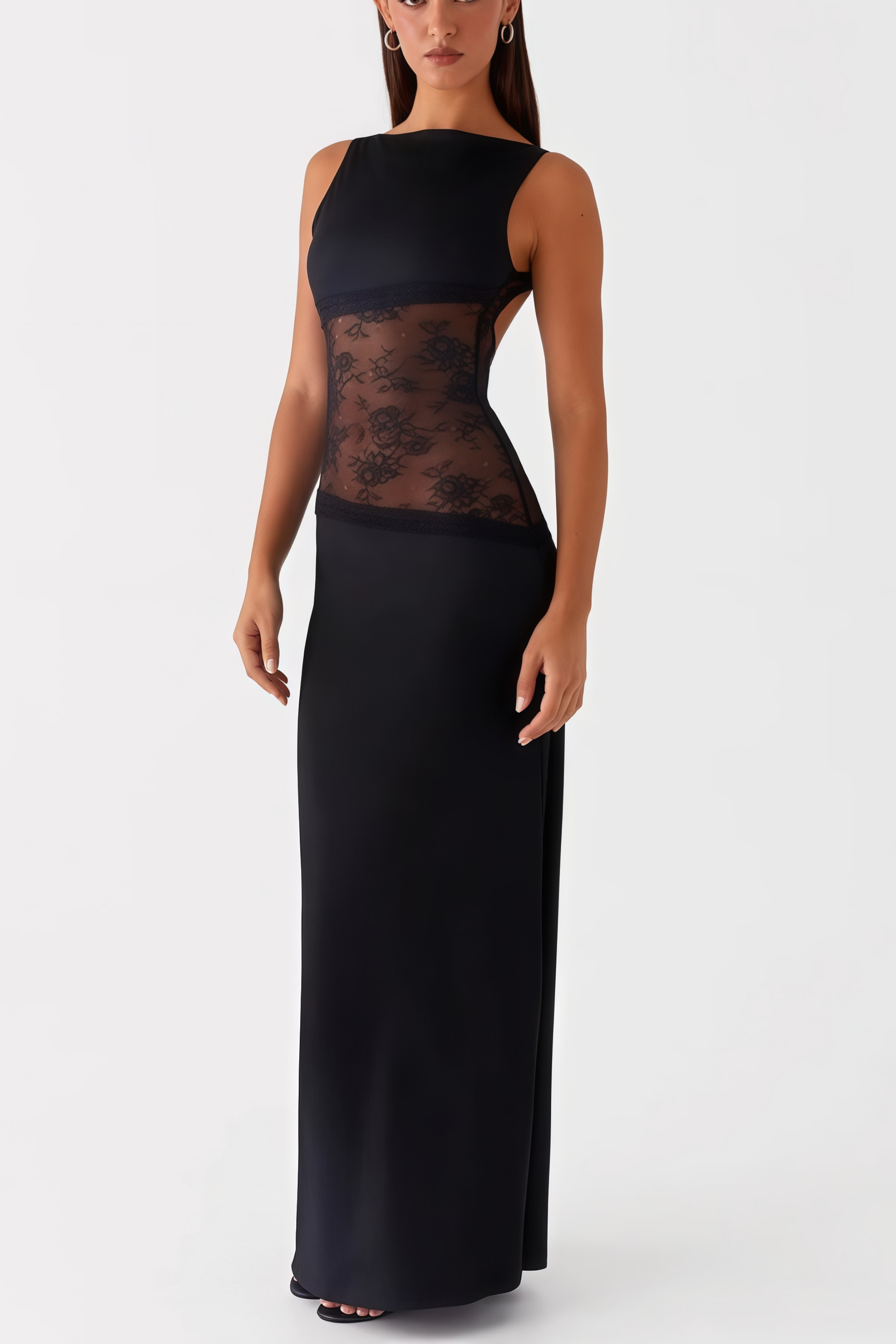 فستان إليسا براون غير المتماثل مع ثنيات من الساتان (下周上)