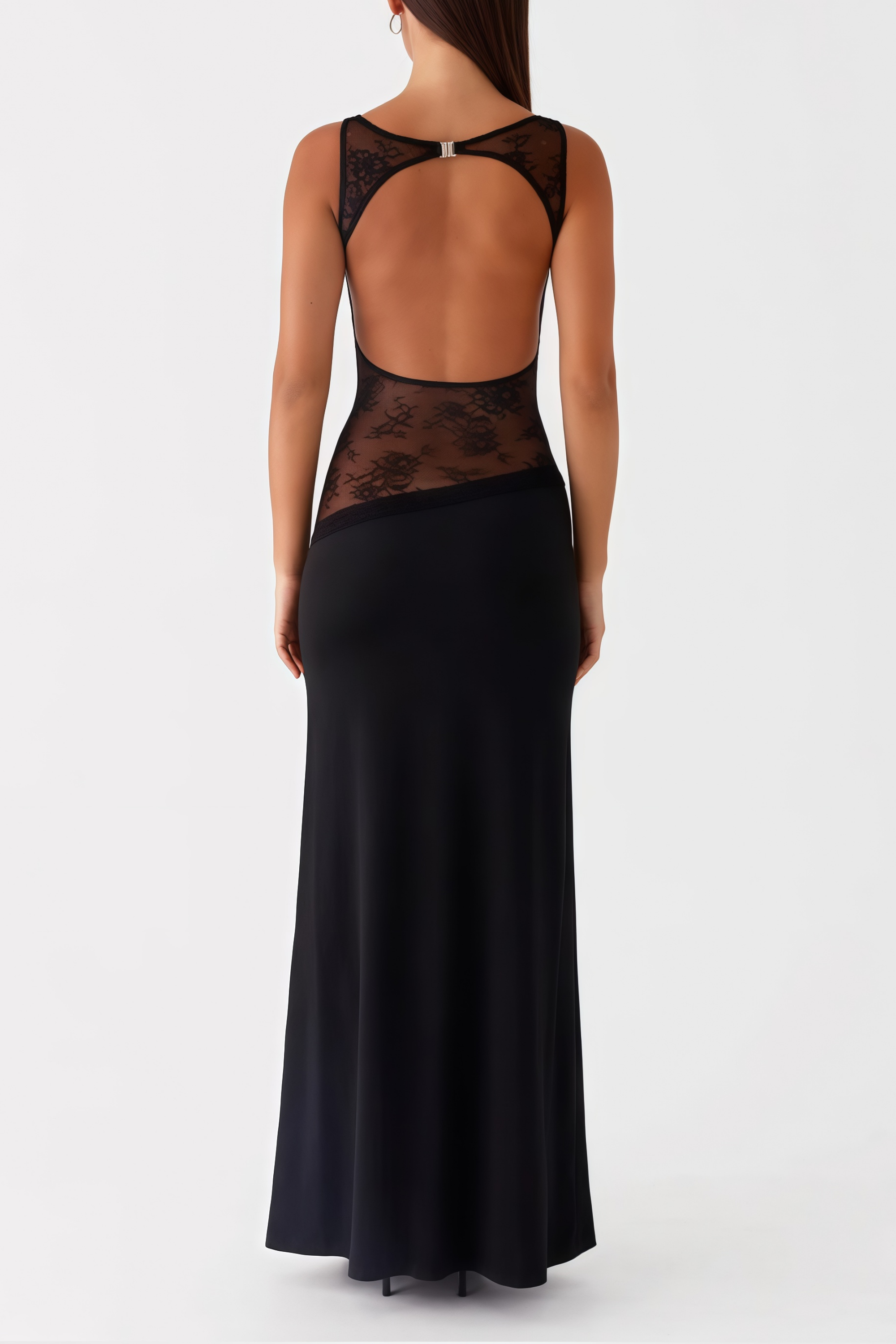 فستان إليسا براون غير المتماثل مع ثنيات من الساتان (下周上)