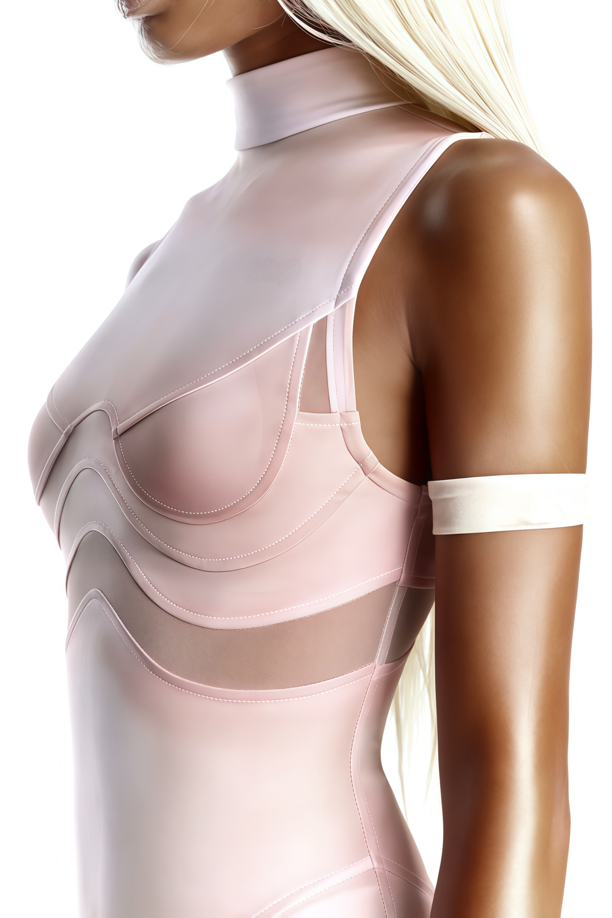 Neonpinker Playsuit mit Mesh-Einsätzen