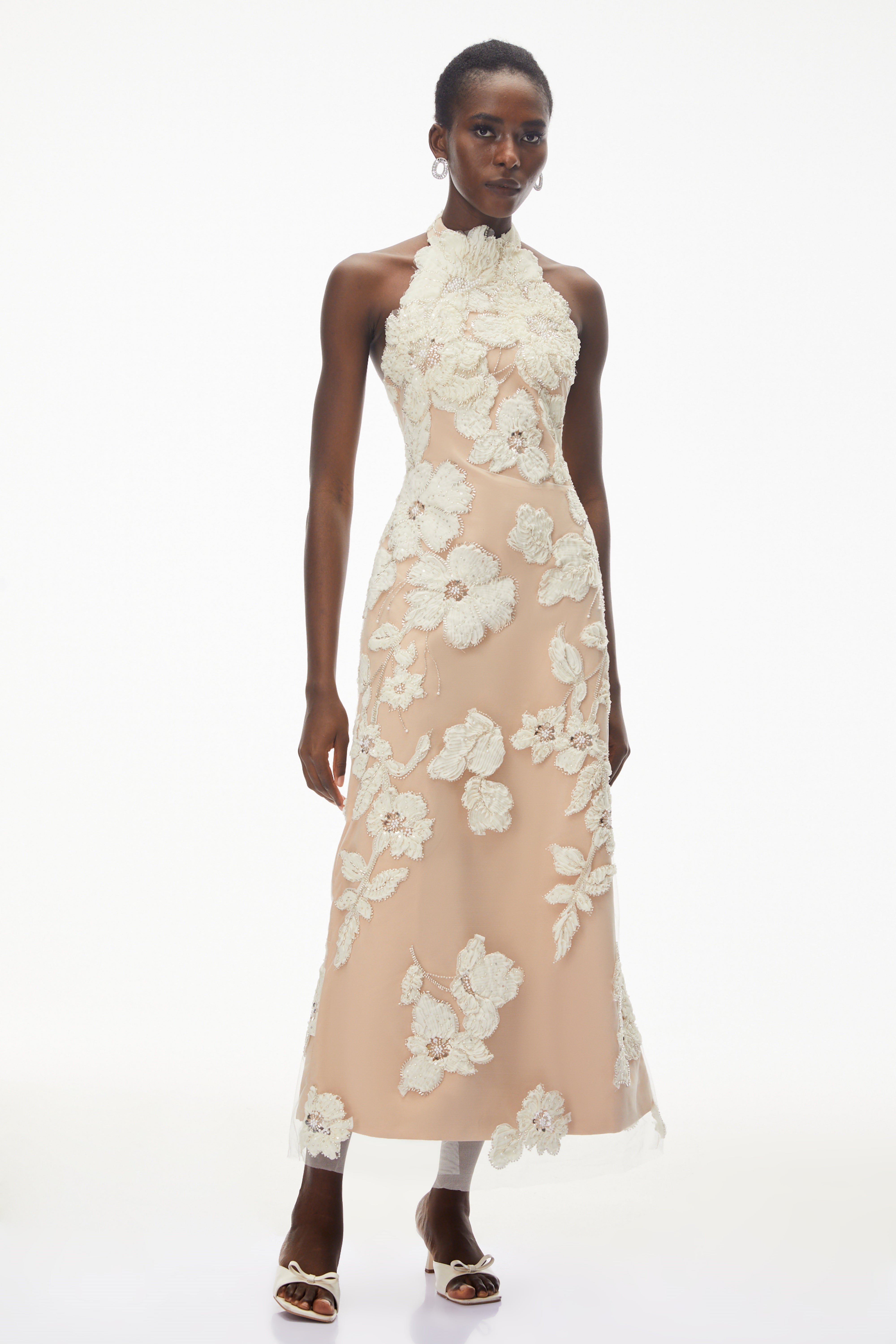 Annabelle Champagne Floral Embellished Maxi Dress