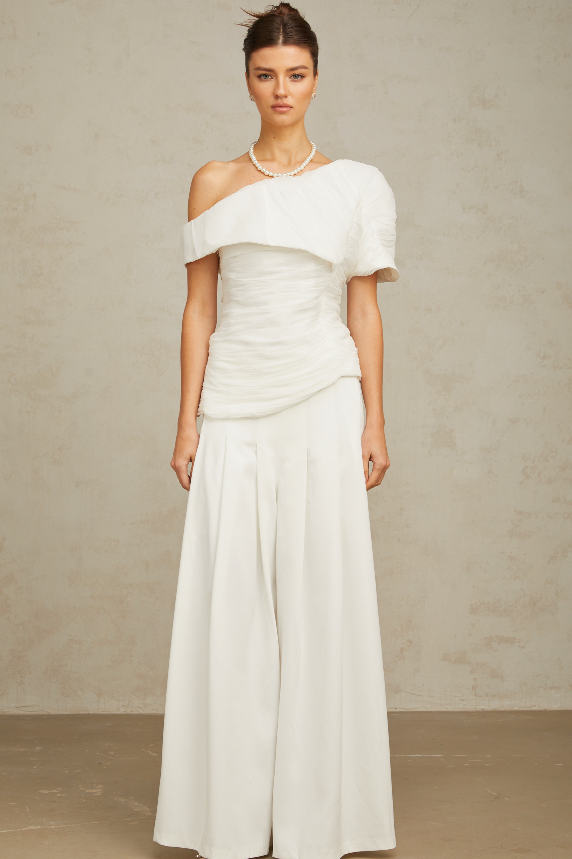 Creased White Matching Set