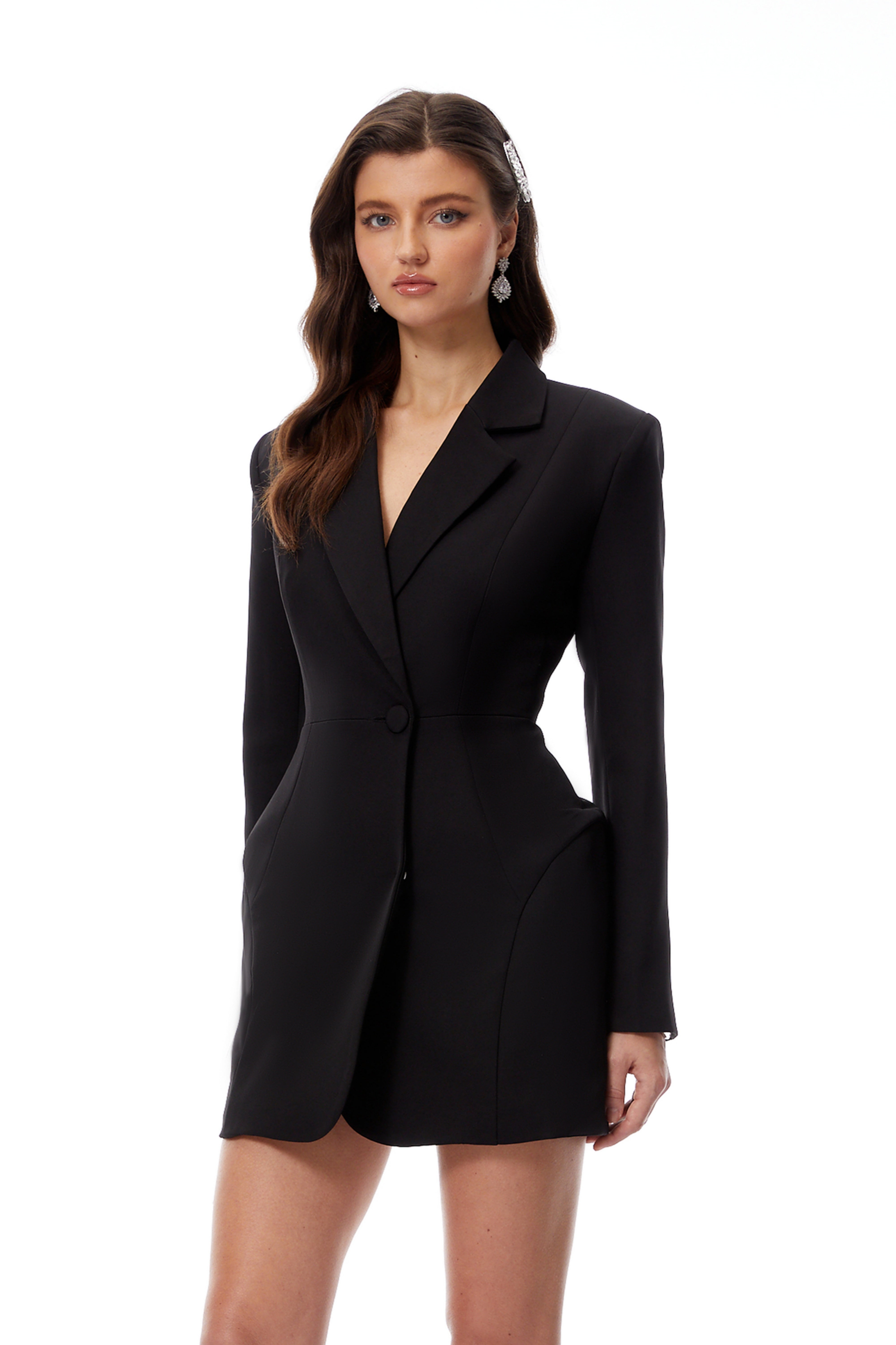 Pálína Black Structured Mini Blazer Dress