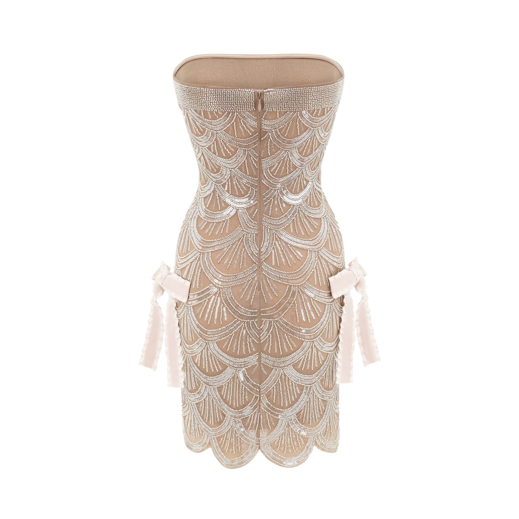 فستان أستريد البني المزين القصير