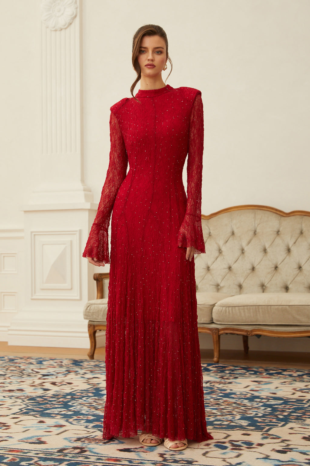 km collections lace jacket dress Spaghetti Strap Long Dress with Jacket – HAREM's Brides main image 1