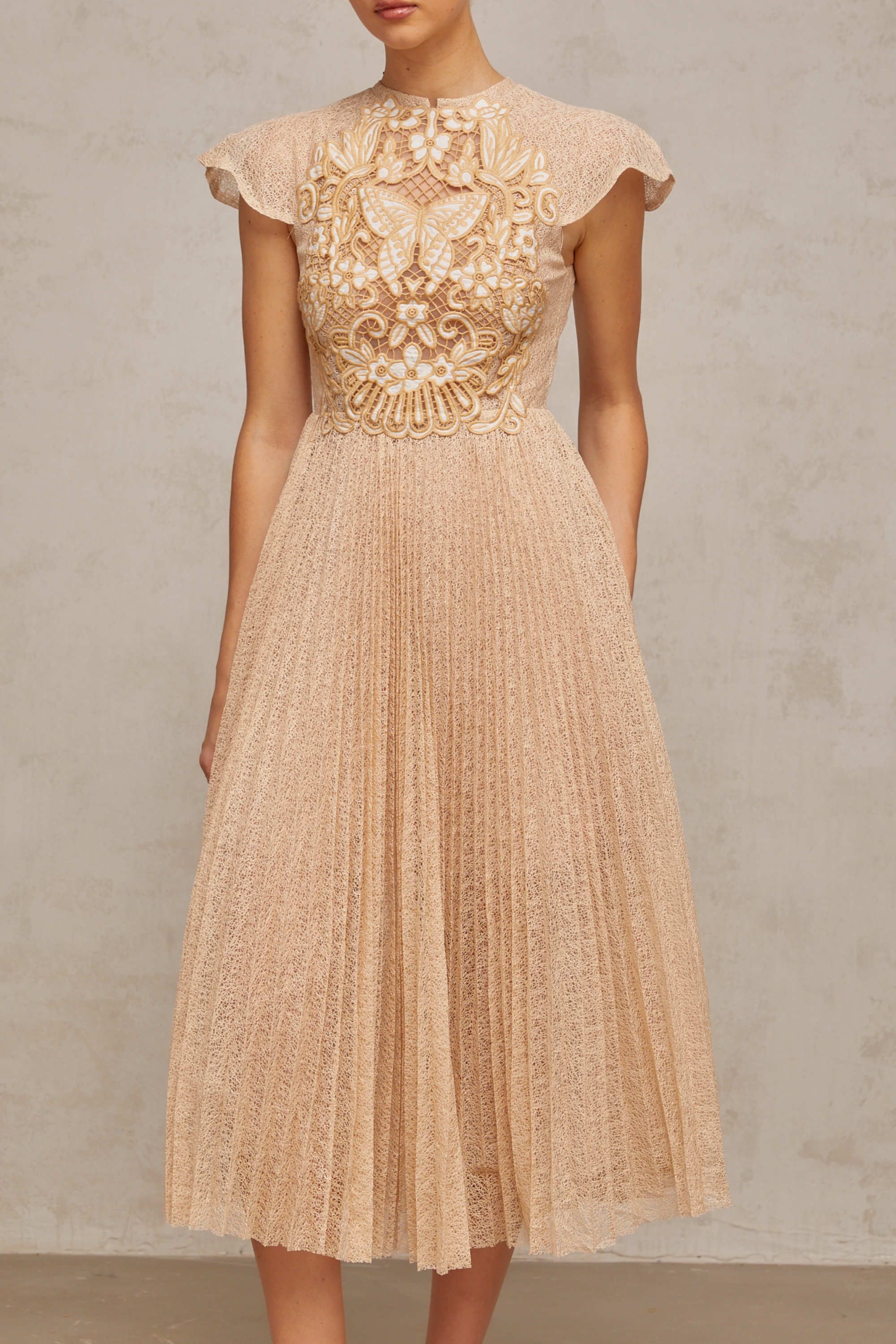 Besticktes Plissee-Midikleid „Nerissa“