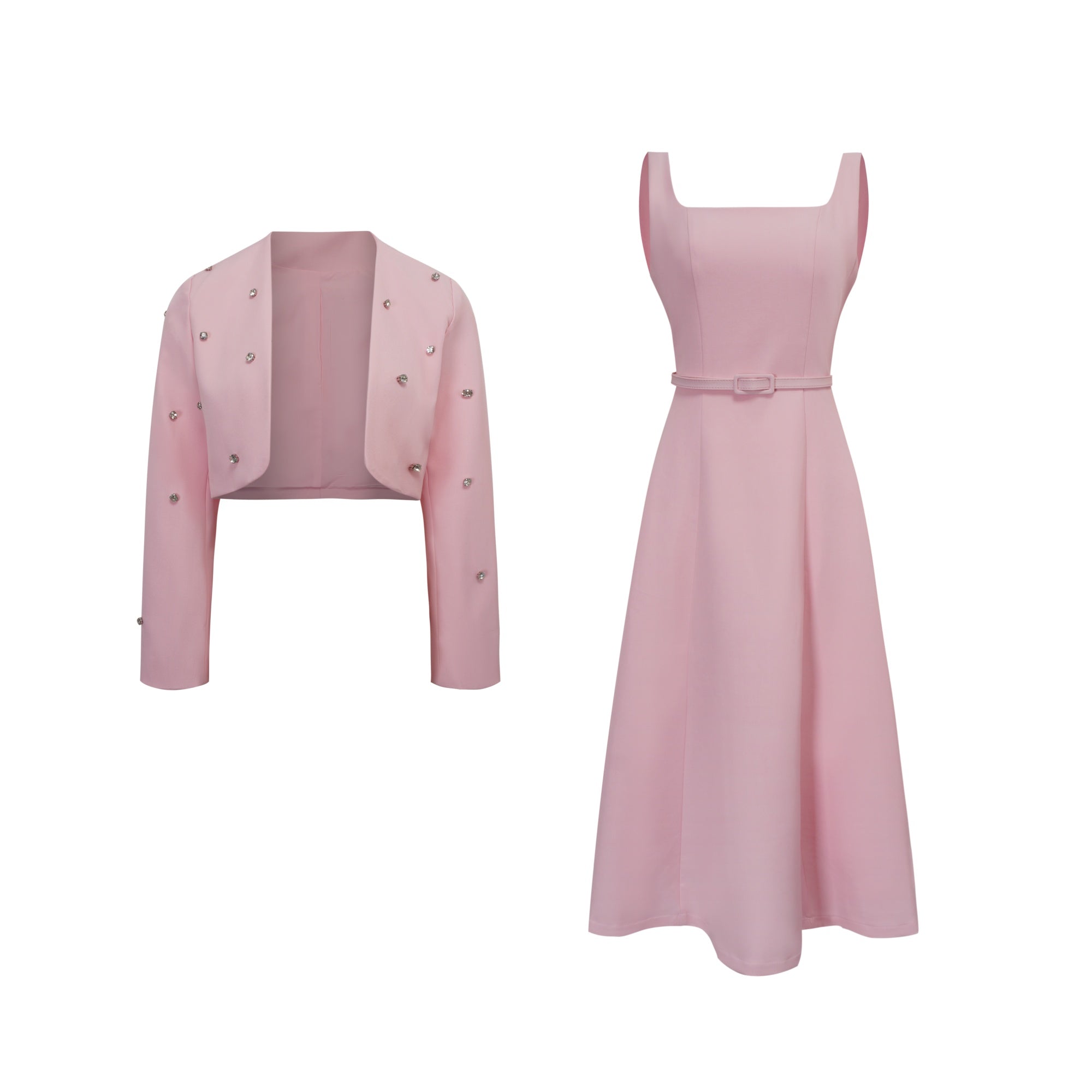 طقم فاليريا المنسجم مزين بالكريستال الوردي