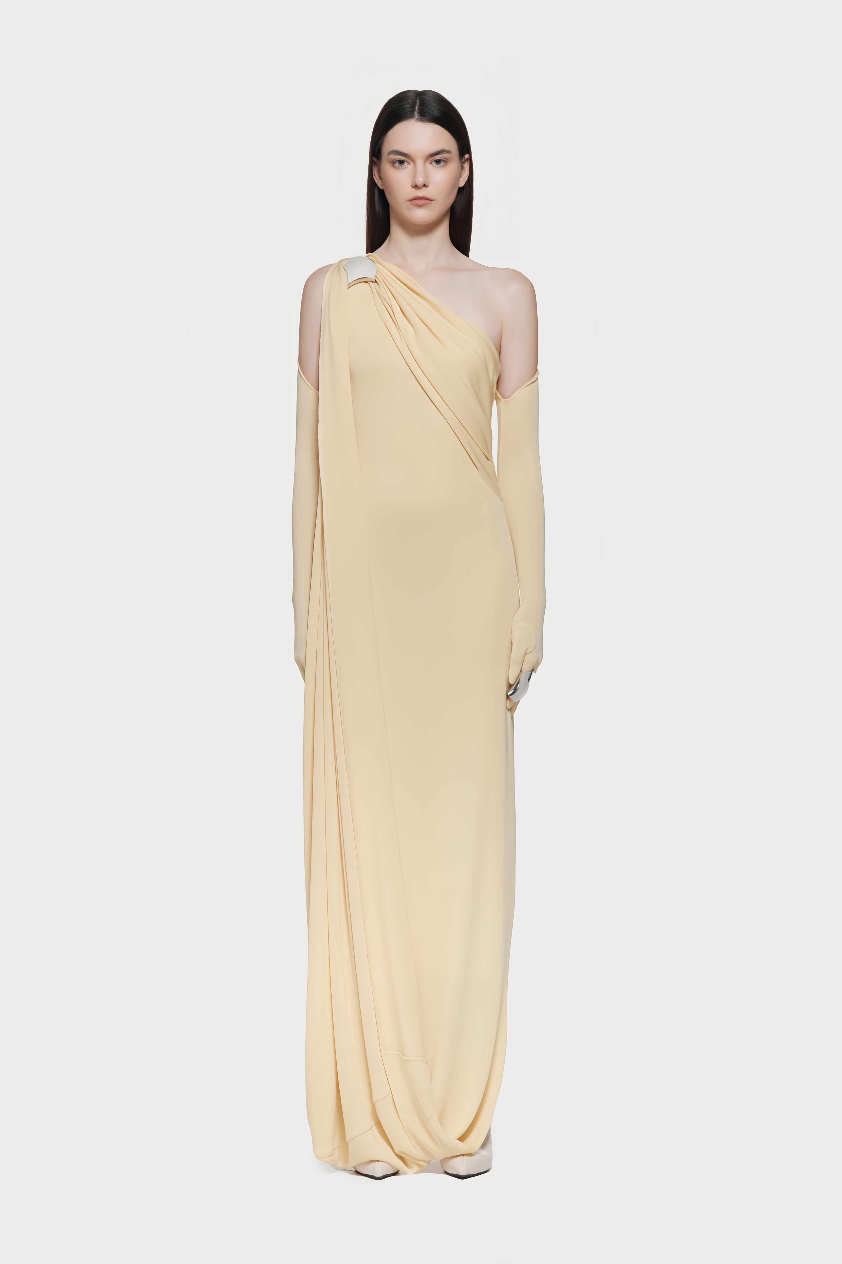 Lucian One-Shoulder Draped Asymmetric Maxi Dress