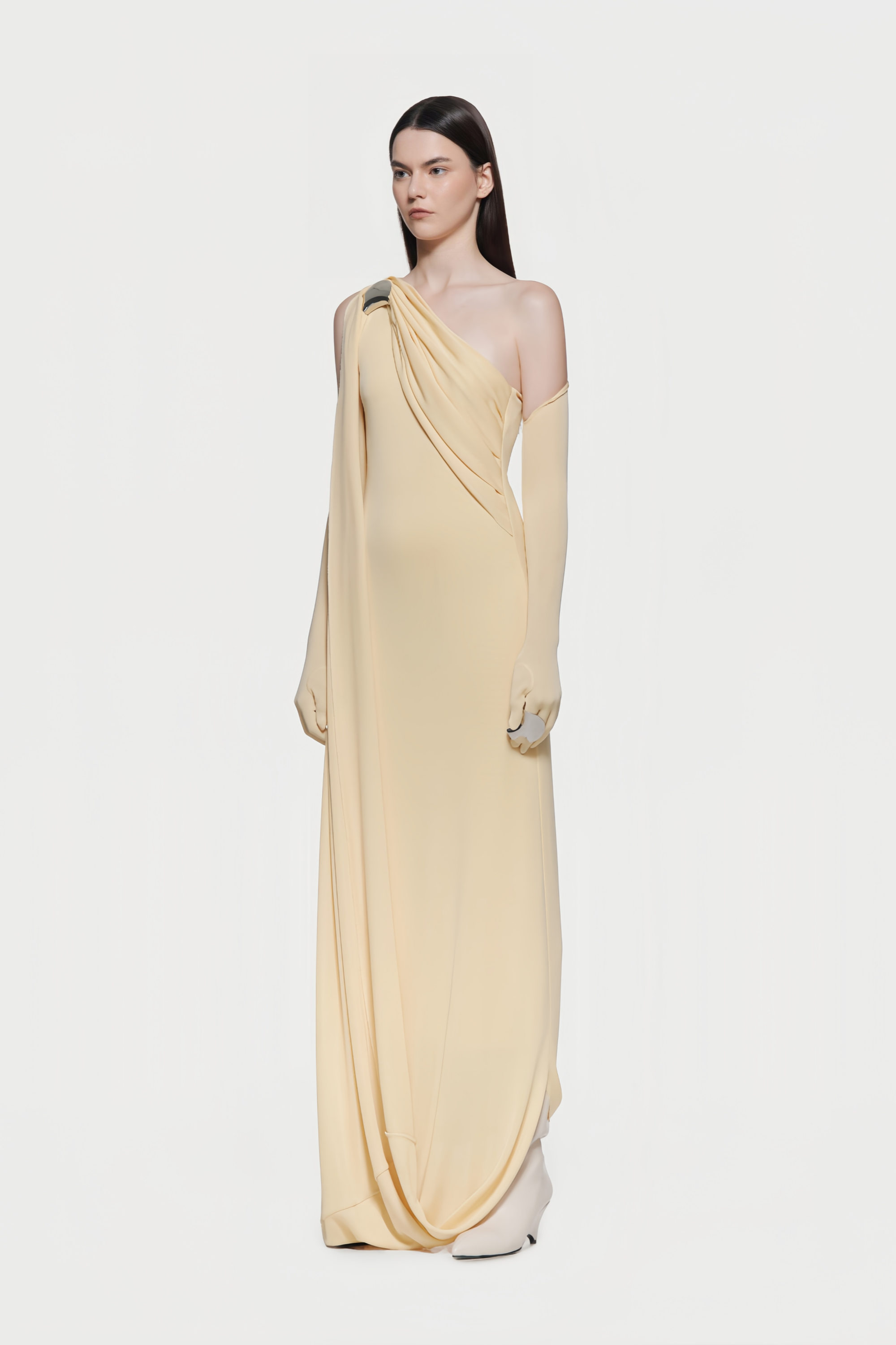 Lucian One-Shoulder Draped Asymmetric Maxi Dress