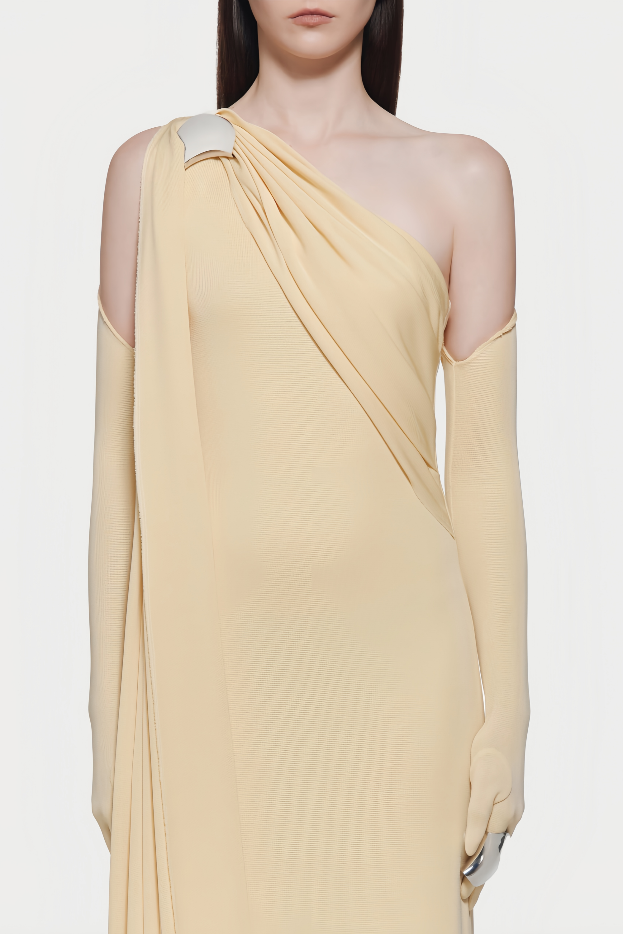 Lucian One-Shoulder Draped Asymmetric Maxi Dress