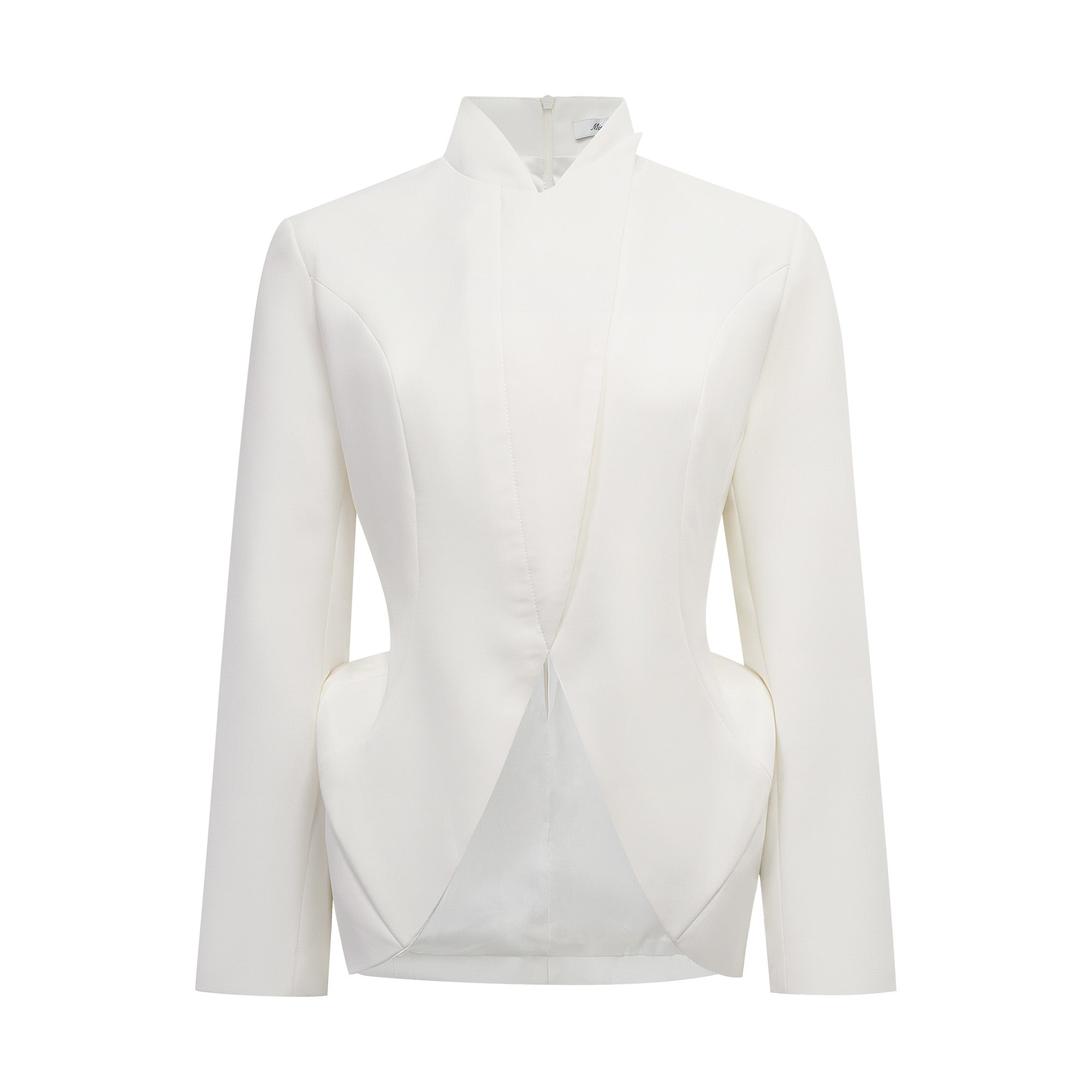 Adriana – Weißes Set aus Jacke und Rock im Barrel-Design