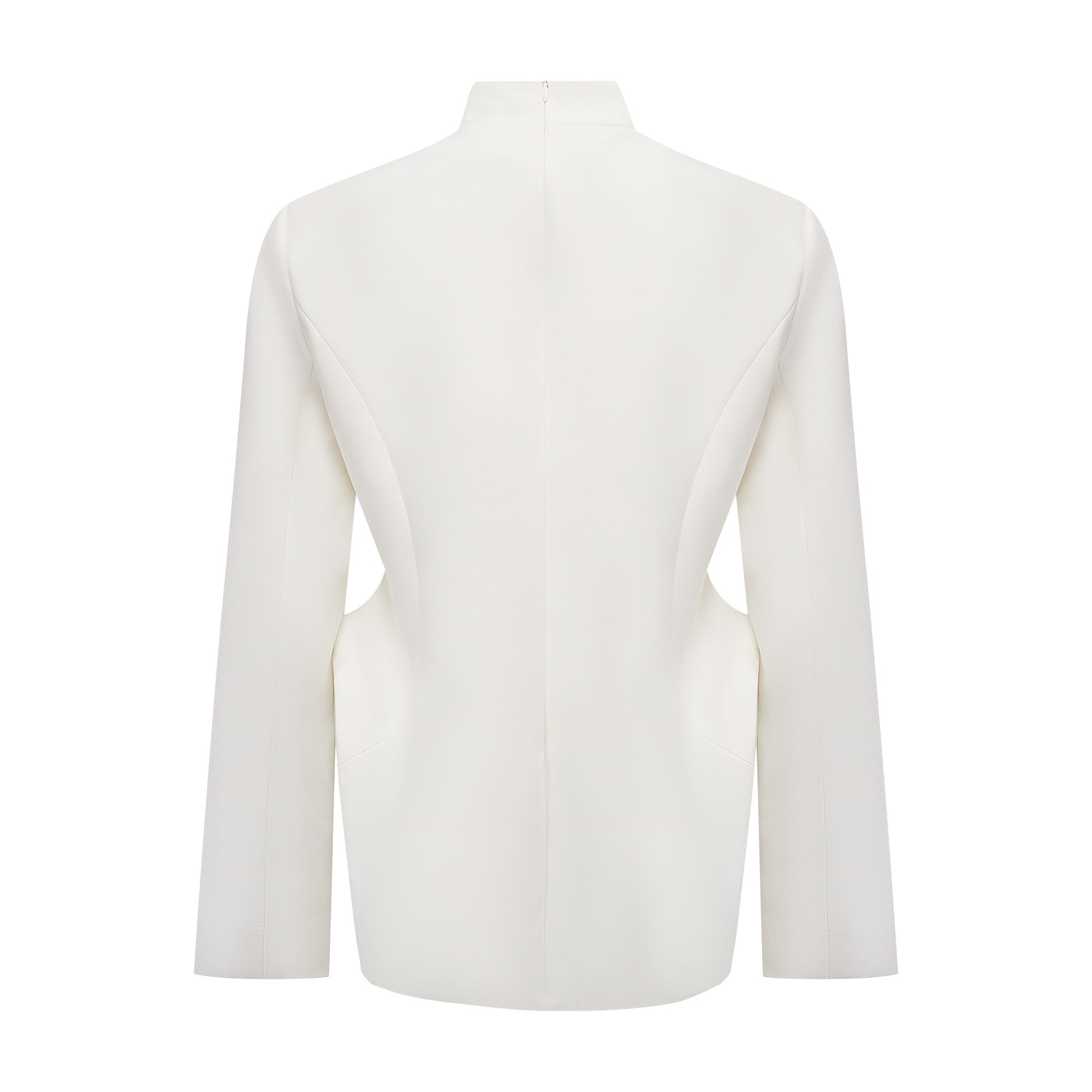 Adriana – Weißes Set aus Jacke und Rock im Barrel-Design