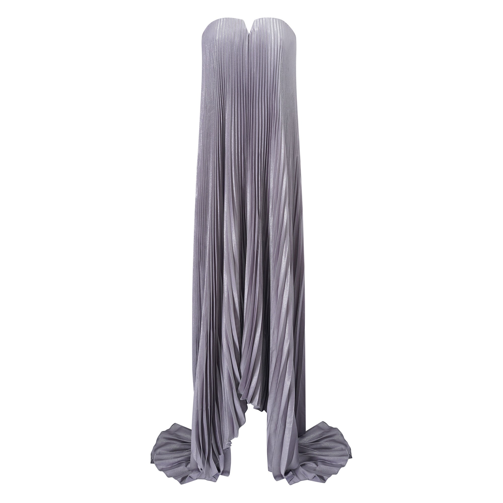 فستان ماكسي ساتان أرجواني مطوي بالكامل