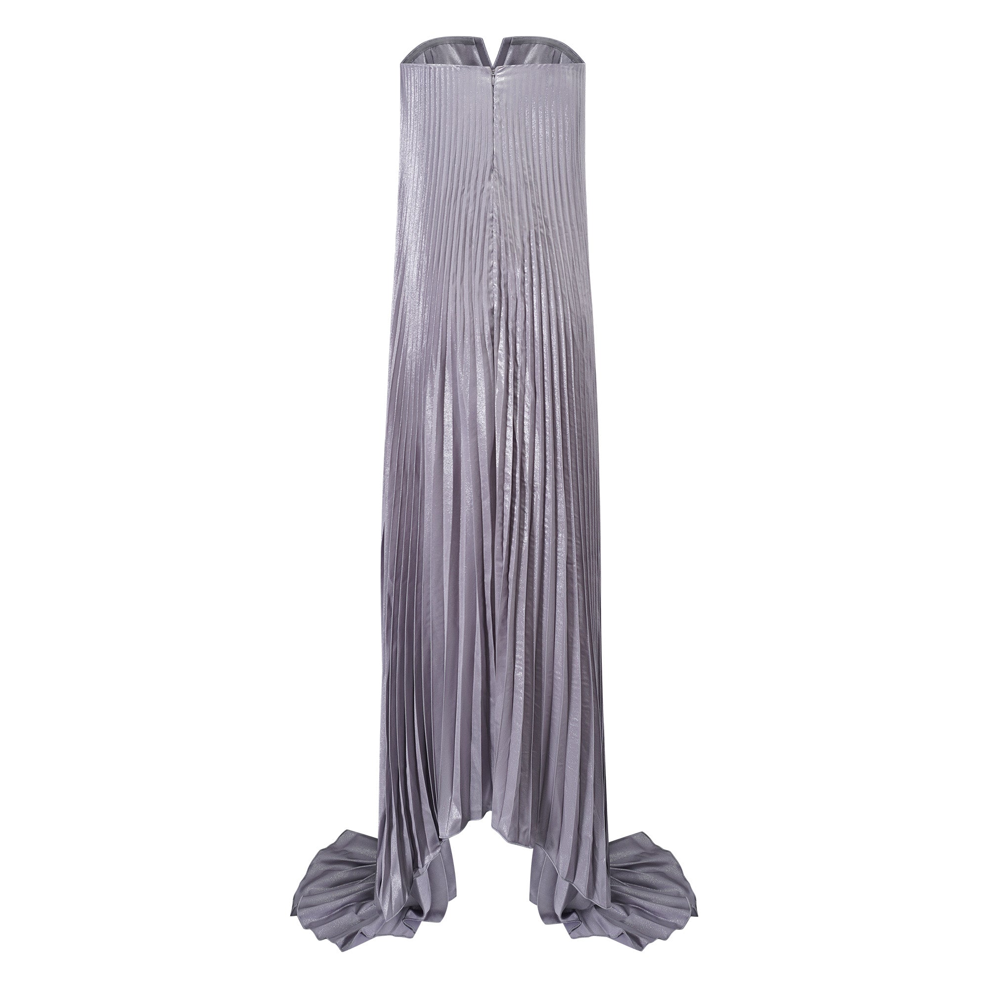 فستان ماكسي ساتان أرجواني مطوي بالكامل