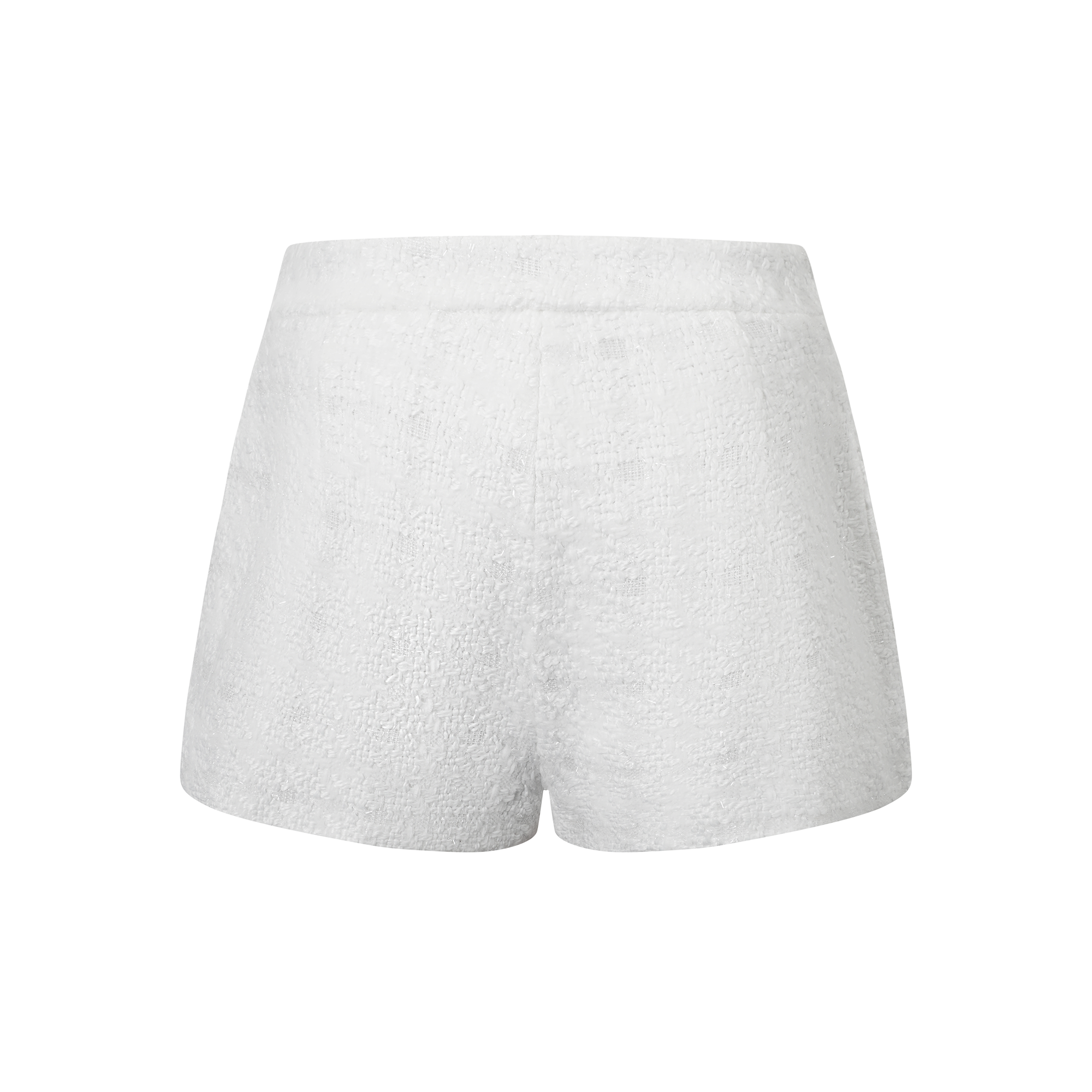 طقم سترة وسروال قصير من التوييد الأبيض ذي الحواف المنسوجة من سيرفين.