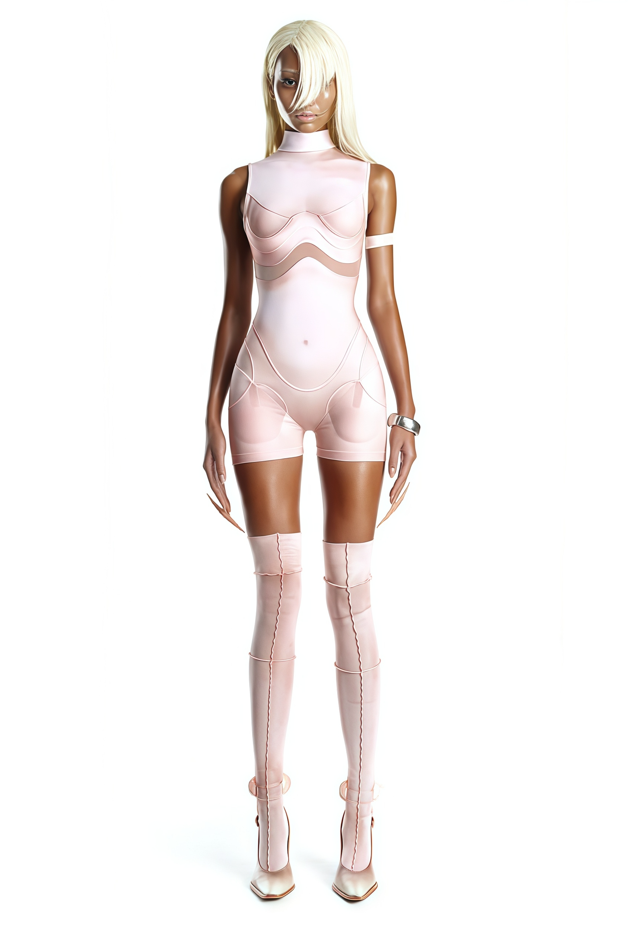 Neonpinker Playsuit mit Mesh-Einsätzen