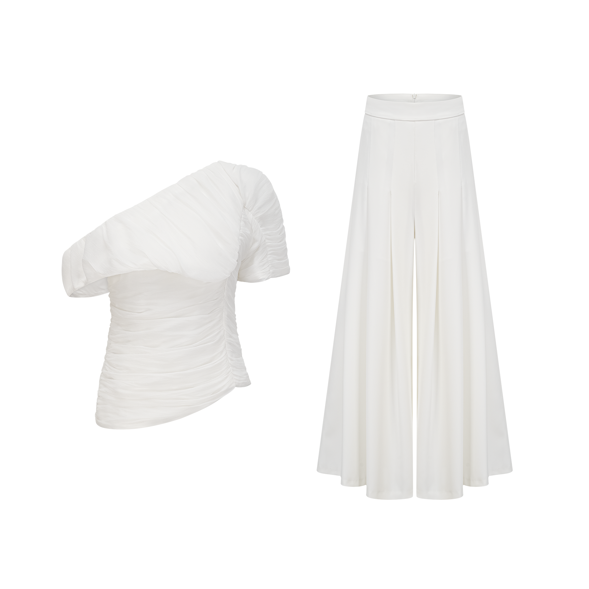 Creased White Matching Set