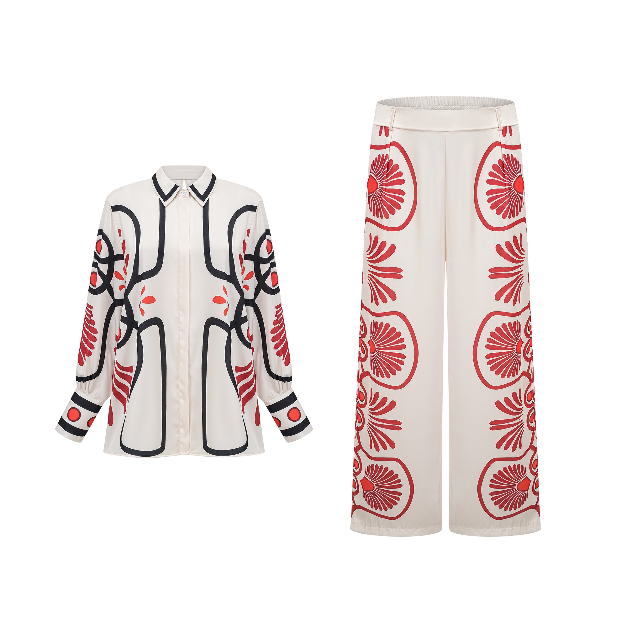 طقم قميص وبنطلون متناسق بطبعة جرافيكية من Amaranta
